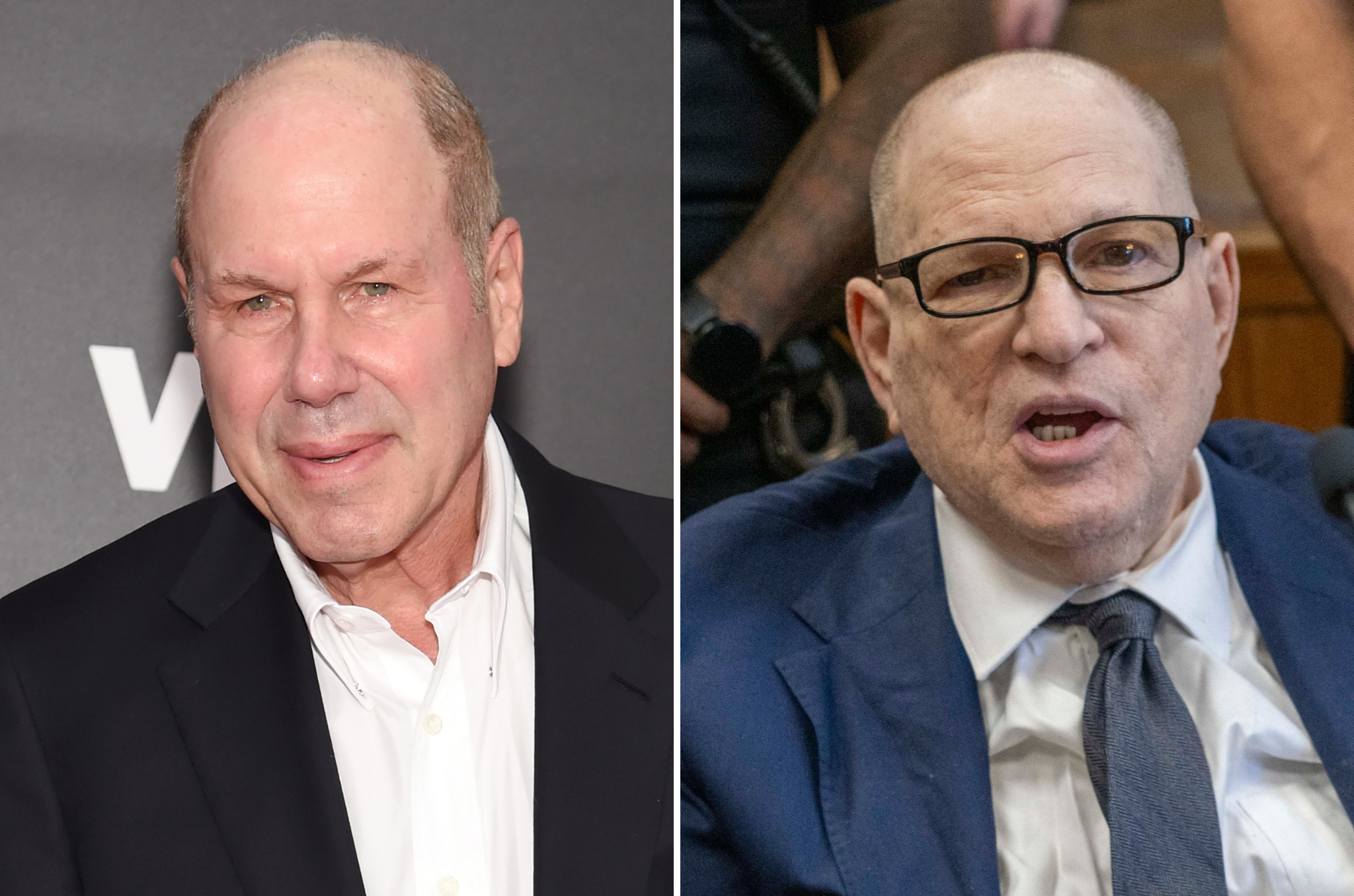<p>Michael Einser (left), who served as CEO of Walt Disney Company from 1984 to 2005, described disgraced producer Harvey Weinstein (right) as a 'rude, but closeted intellectual'</p>