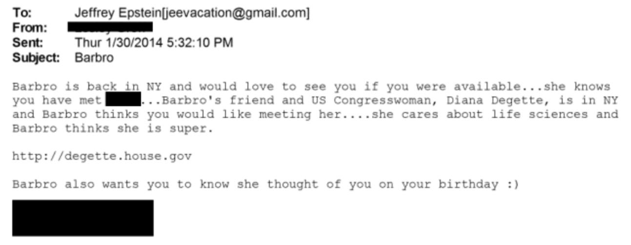 A 2014 email discussing a potential meeting between Epstein and a Colorado congresswoman