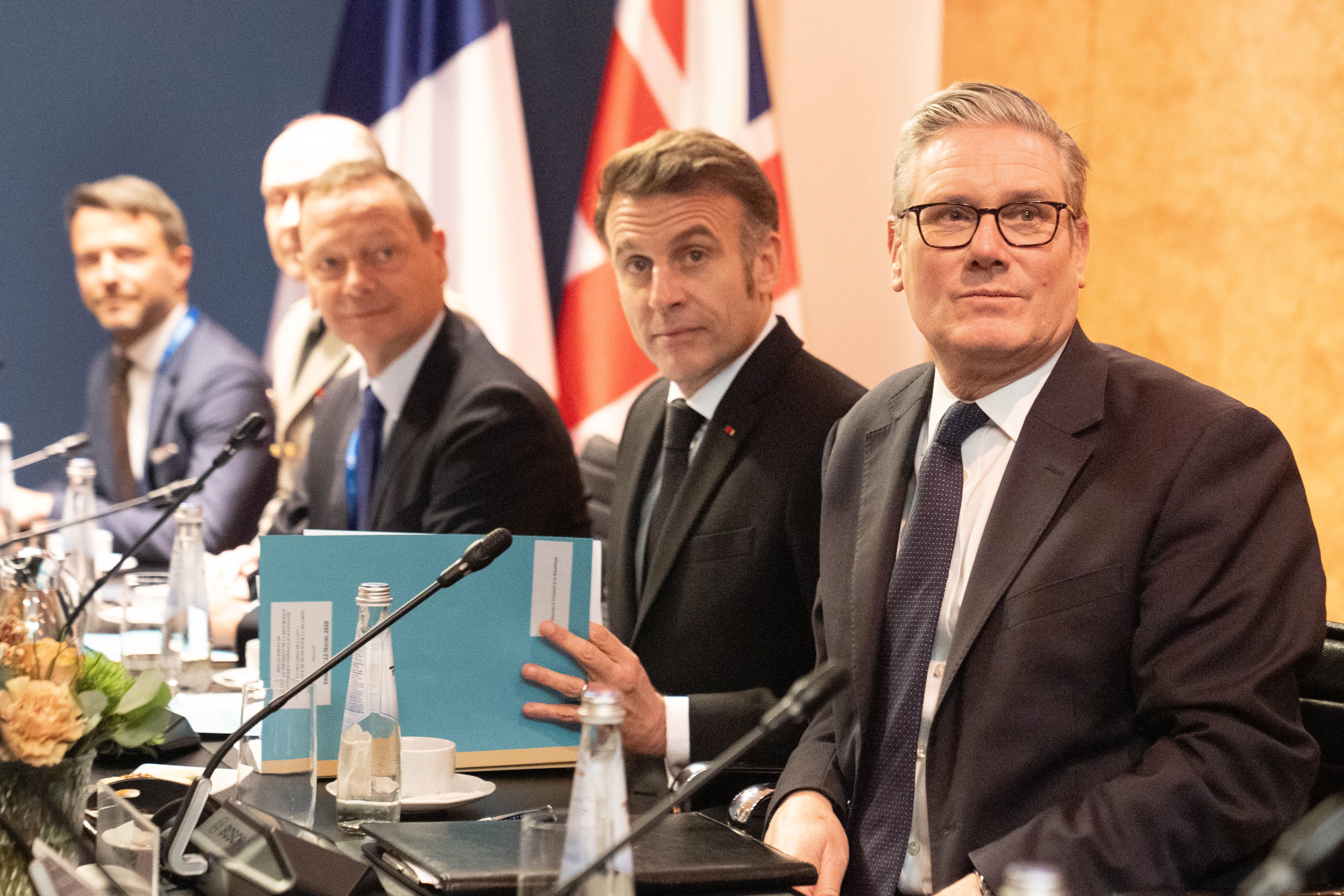 Prime Minister Sir Keir Starmer attends a trilateral meeting with French President Emmanuel Macron and German Chancellor Friedrich Merz (not in picture) at the Munich Security Conference in Germany (Stefan Rousseau/PA)