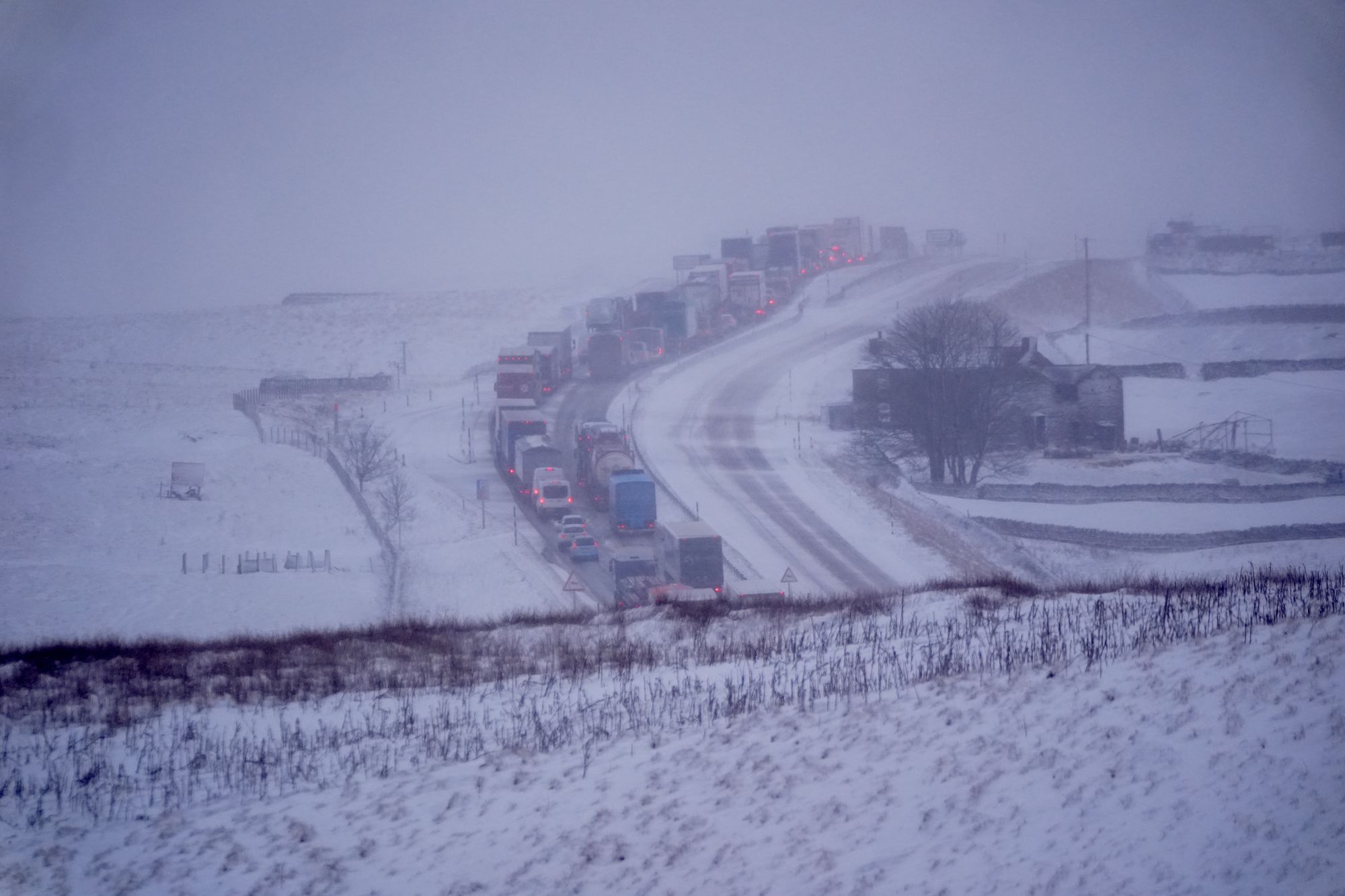 Snow may be visible on hills in some parts of England