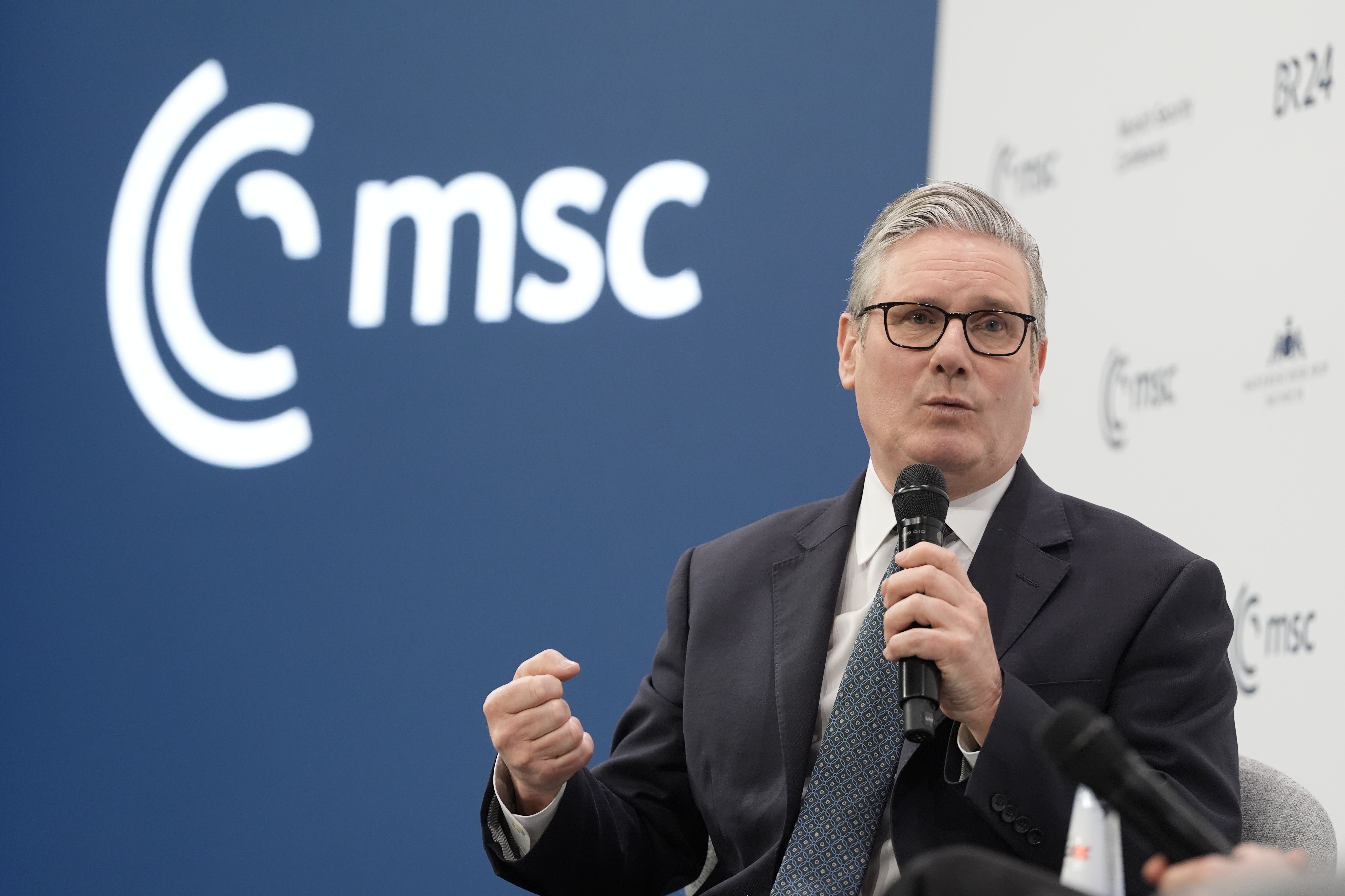 <p>Keir Starmer speaks during a panel discussion at the Munich Security Conference</p>