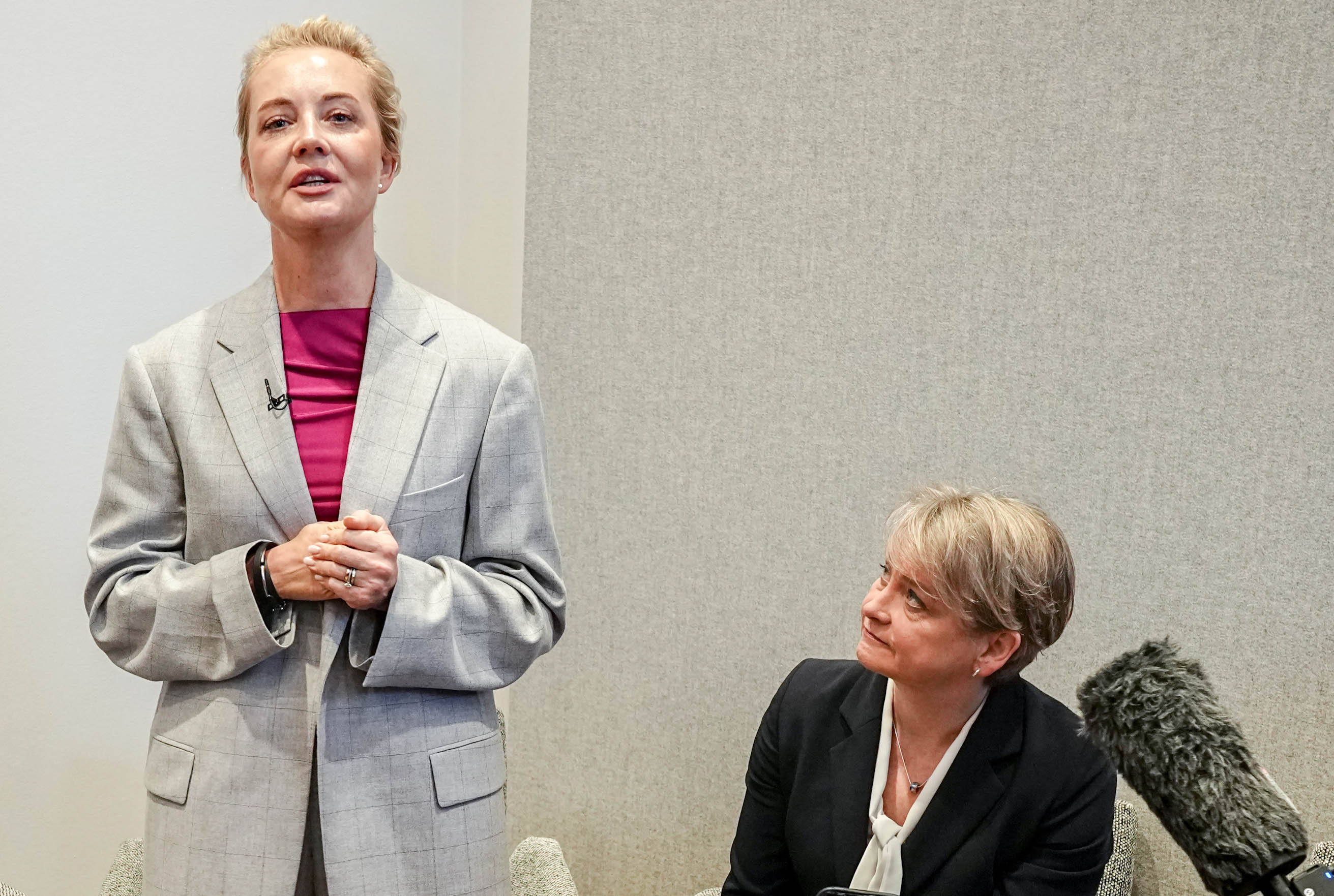 Yulia Navalnaya, human rights activist and wife of Alexei Navalny, gives a press statement on the death and circumstances of her husband's death.