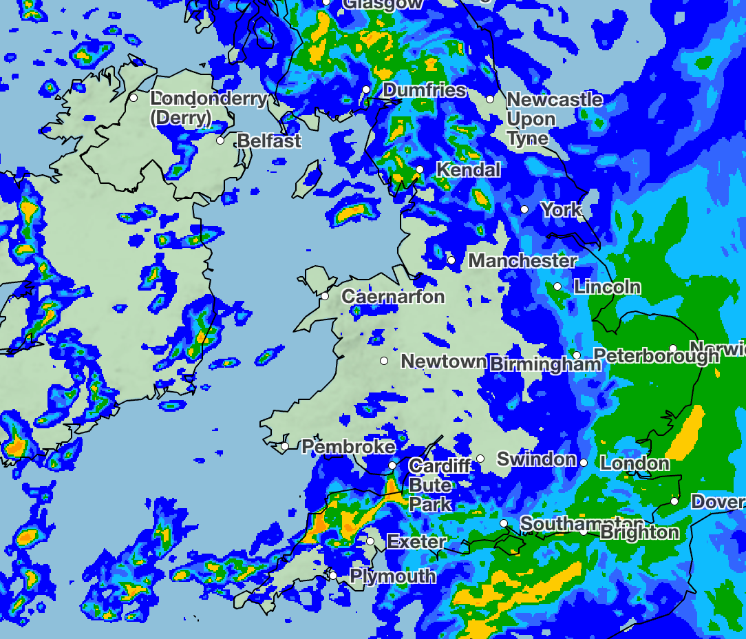 Rainfall forcast 15 February Sunday afternoon