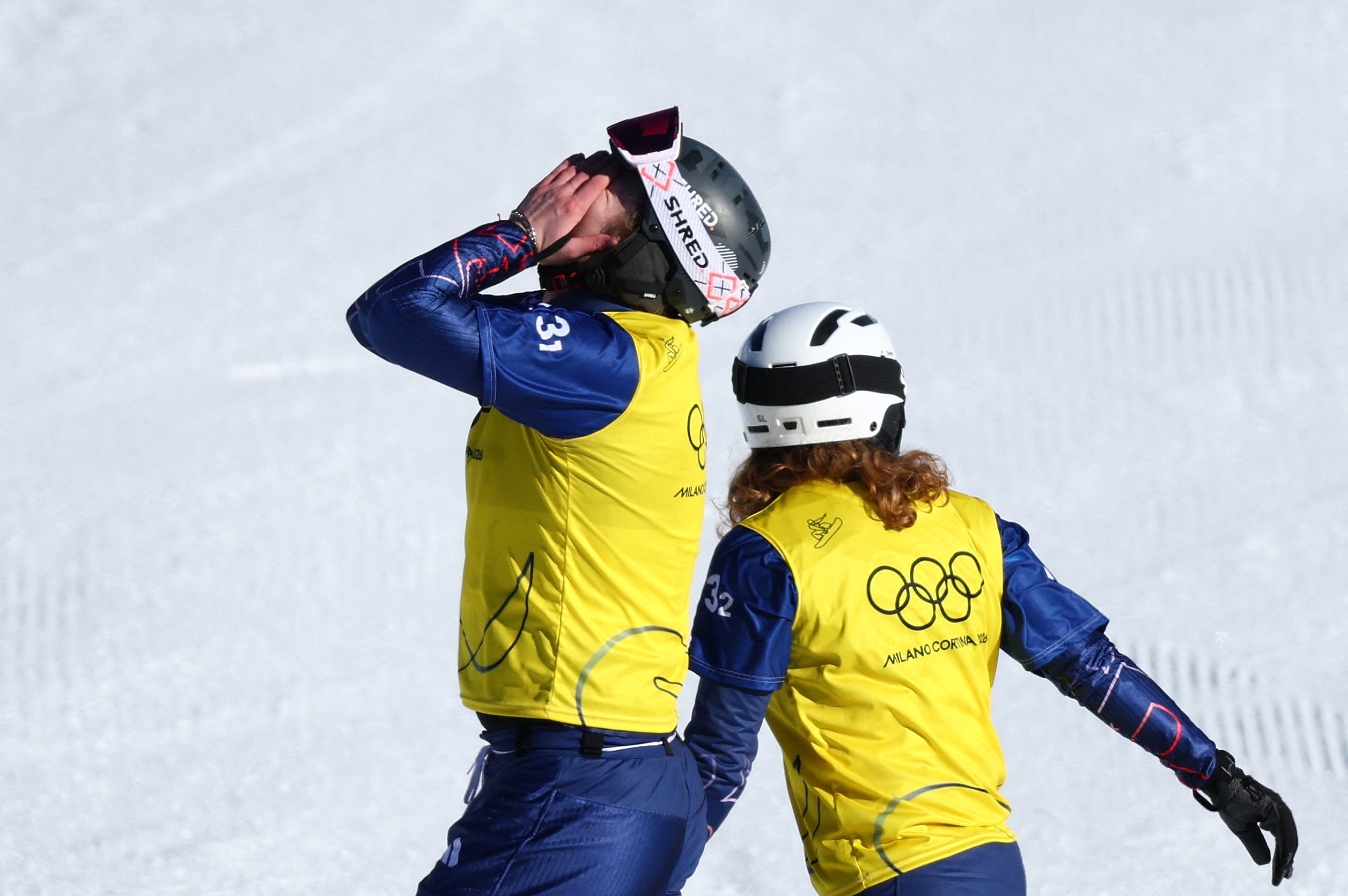 GB’s Charlotte Bankes and Huw Nightingale seal stunning Olympic gold in mixed snowboard cross