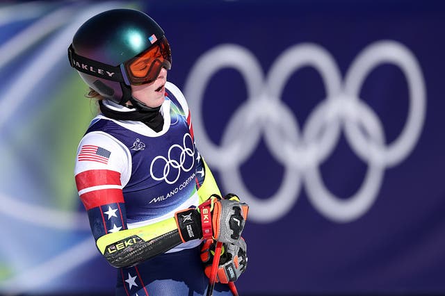 <p>Shiffrin was visibly frustrated as she failed to make up any time in her second giant slalom run</p>