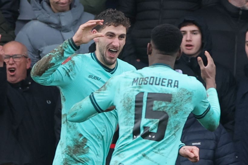 Santiago Bueno (left) celebrates after scoring Wolves’ winner (Richard Sellers/PA)