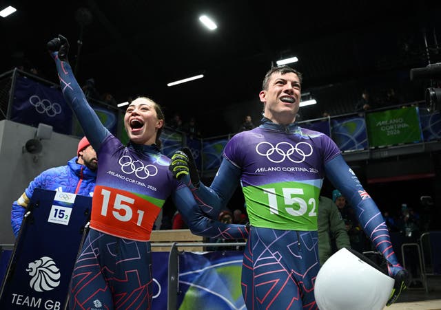 <p>Weston and Stoecker won gold in the mixed skeleton</p>