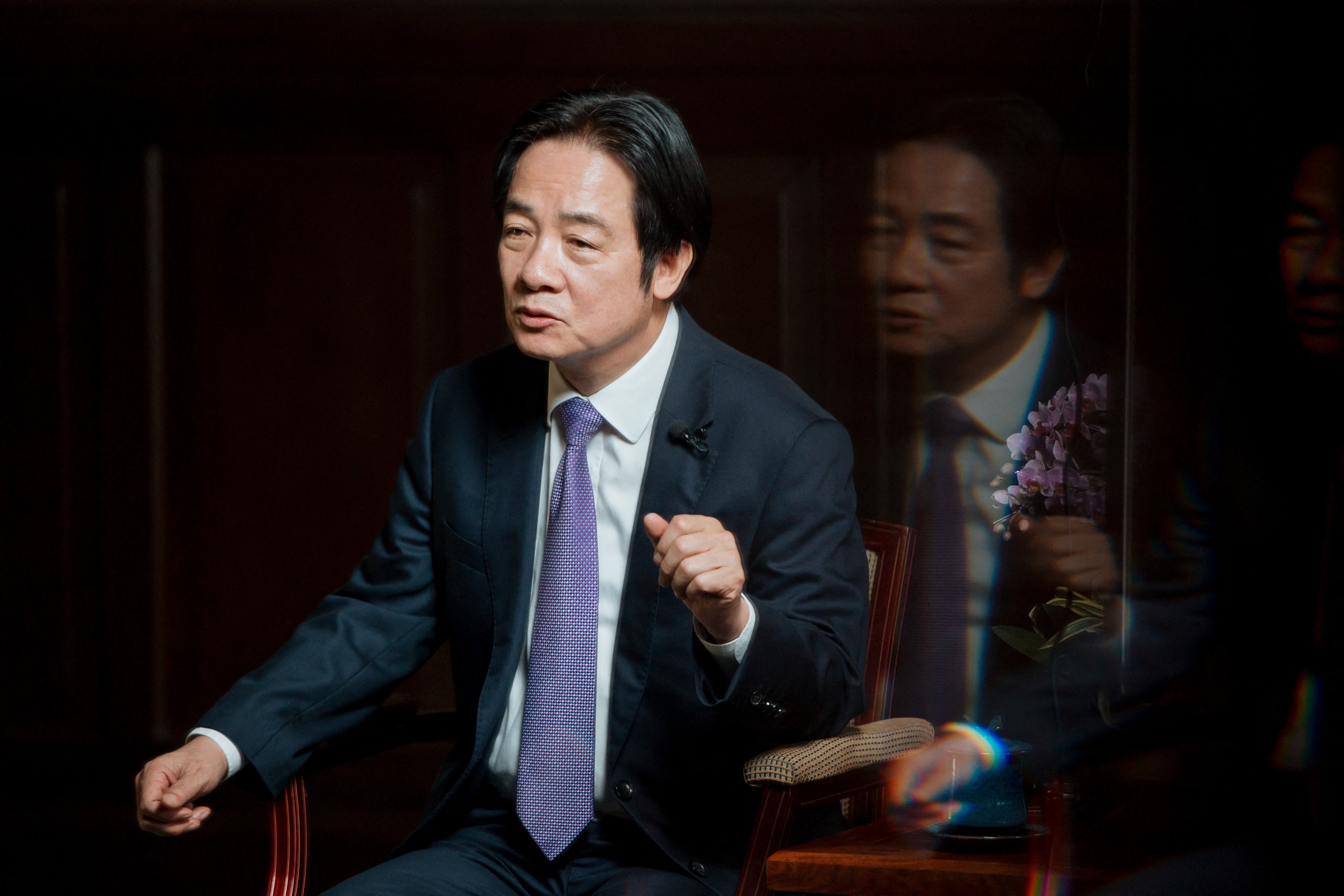 <p>Taiwan's President Lai Ching-te speaks during an interview at the Presidential Office Building in Taipei</p>