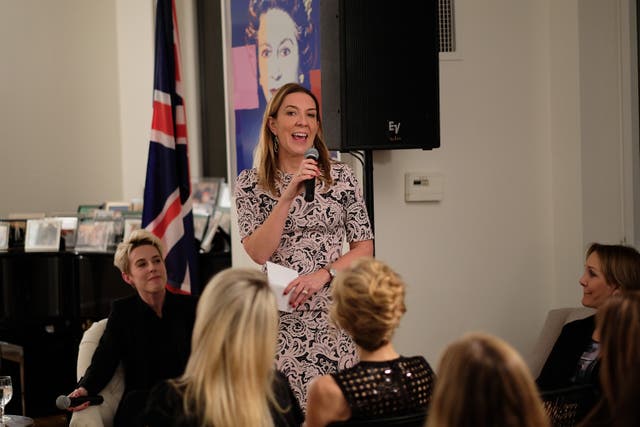 <p>Antonia Romeo, the then British consul general, speaks at an event in New York City, November 2016</p>
