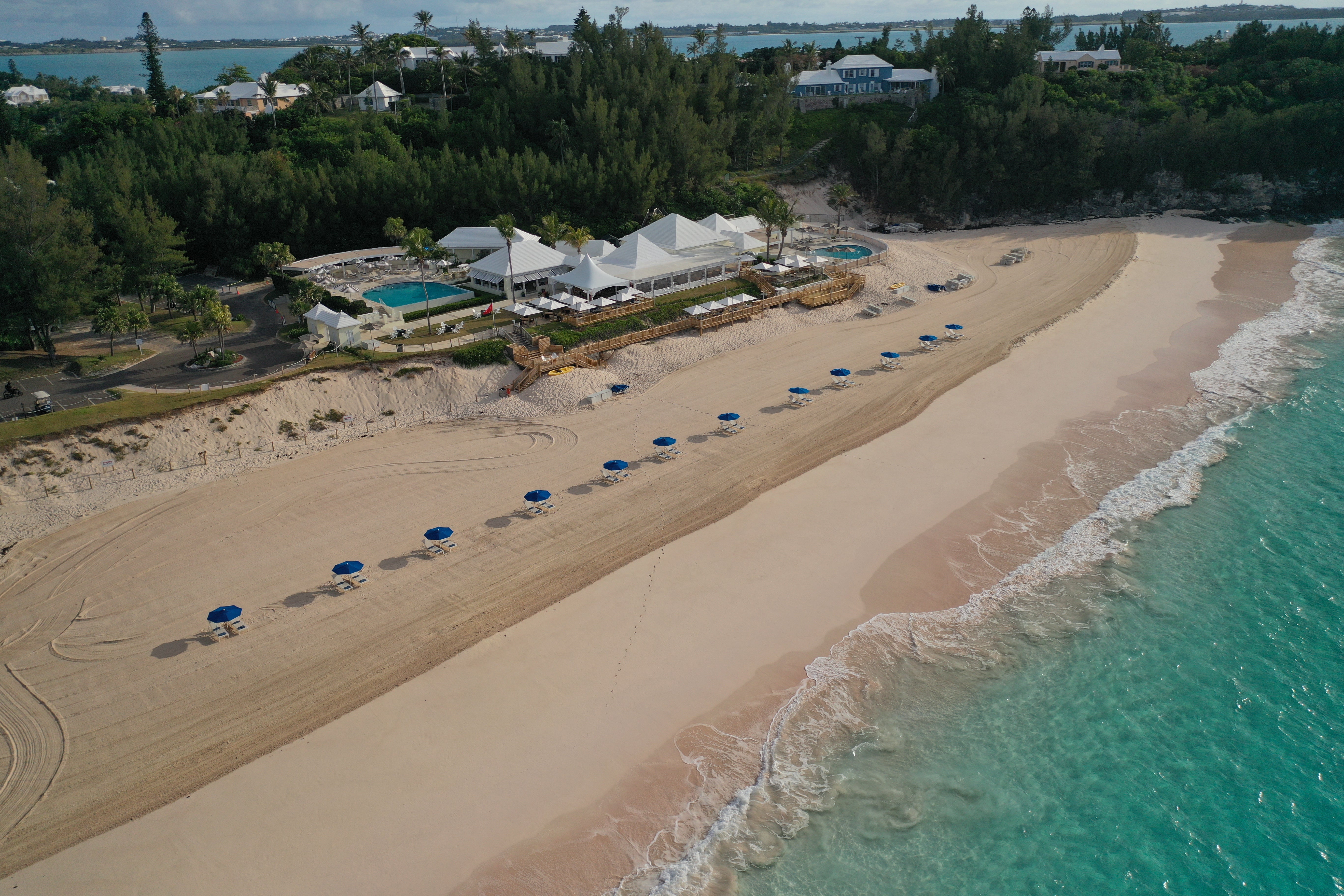A view of the private pink sand beach at the Rosewood Bermuda