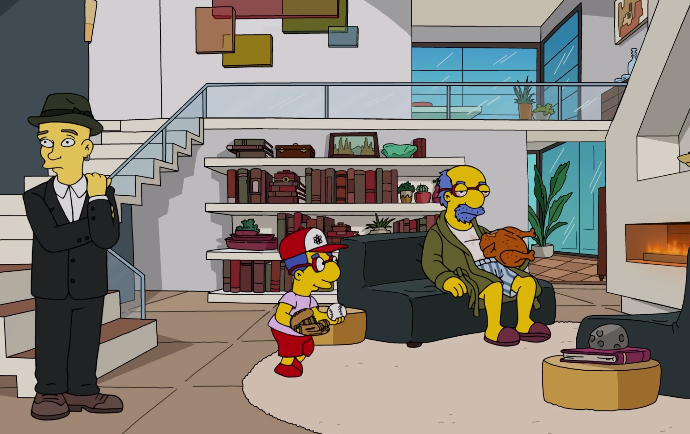 The Simpsons' character Kirk Van Houten (right) suffers a manic episode that leaves him depressed