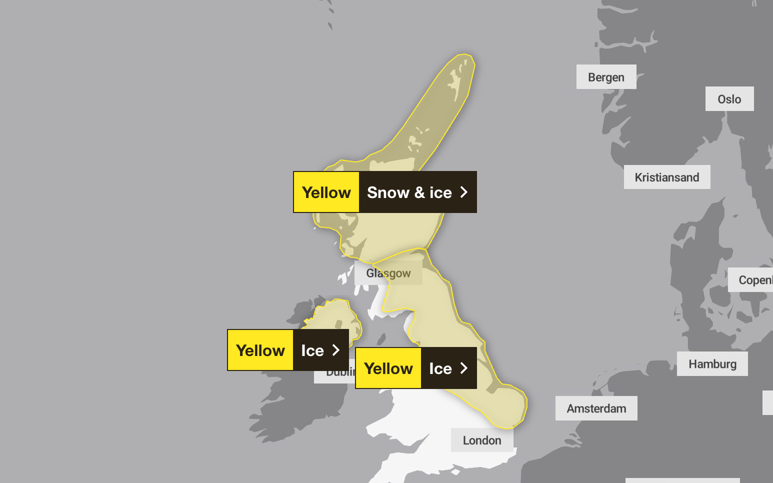 Several yellow weather warnings come into force on Monday