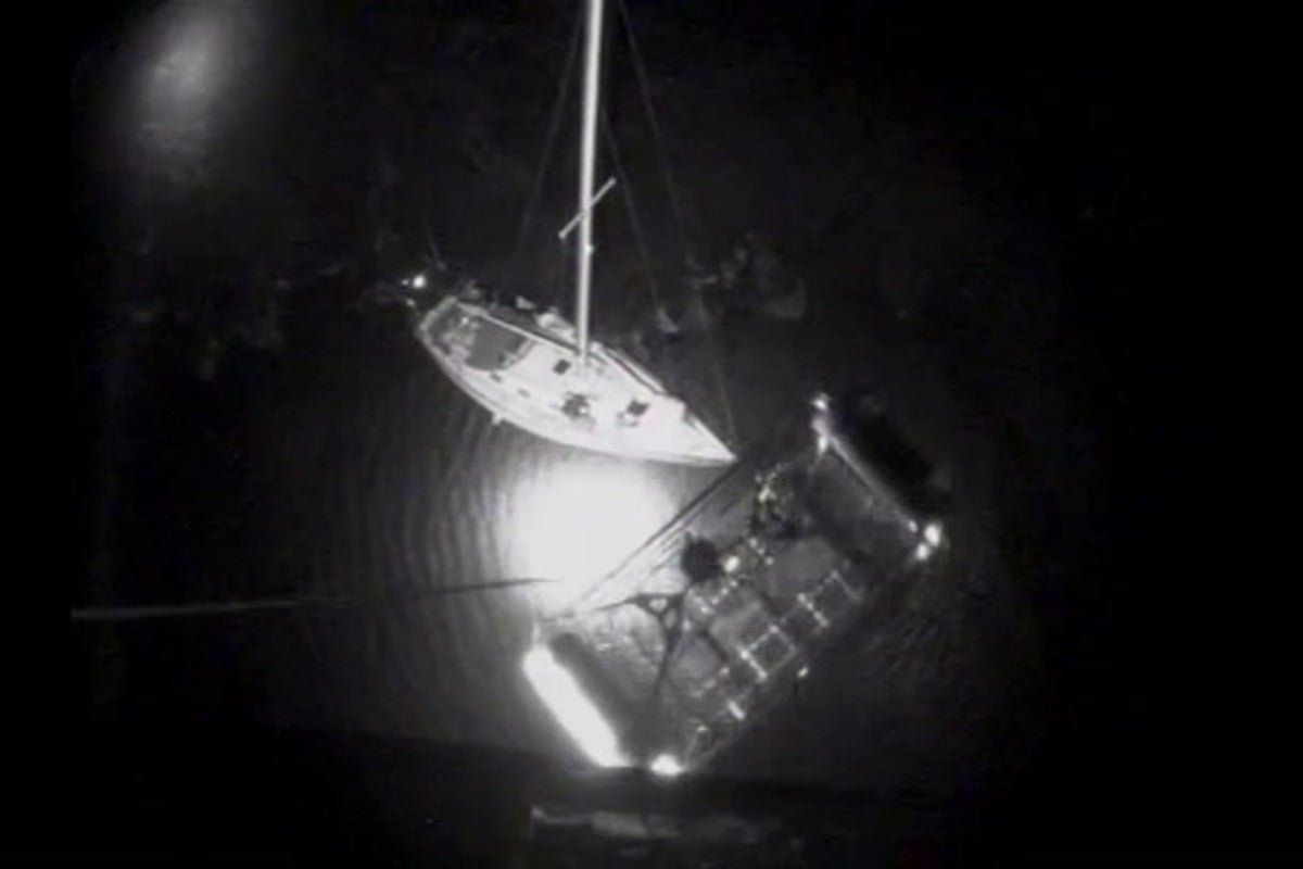 Shipwrecked sailor and his dog airlifted to safety after crashing into rocks
