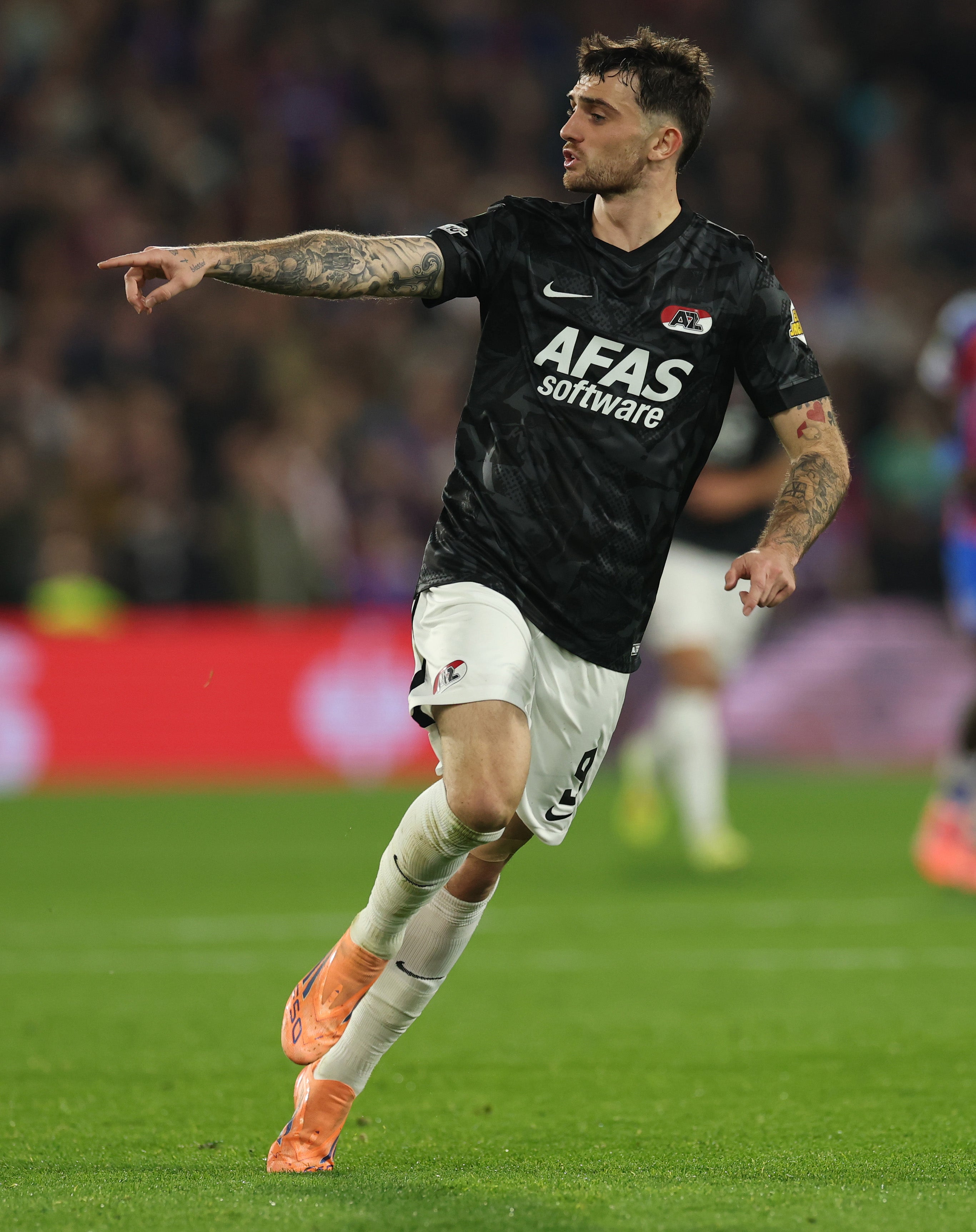 Troy Parrott of AZ Alkmaar in action against Crystal Palace in the Conference League