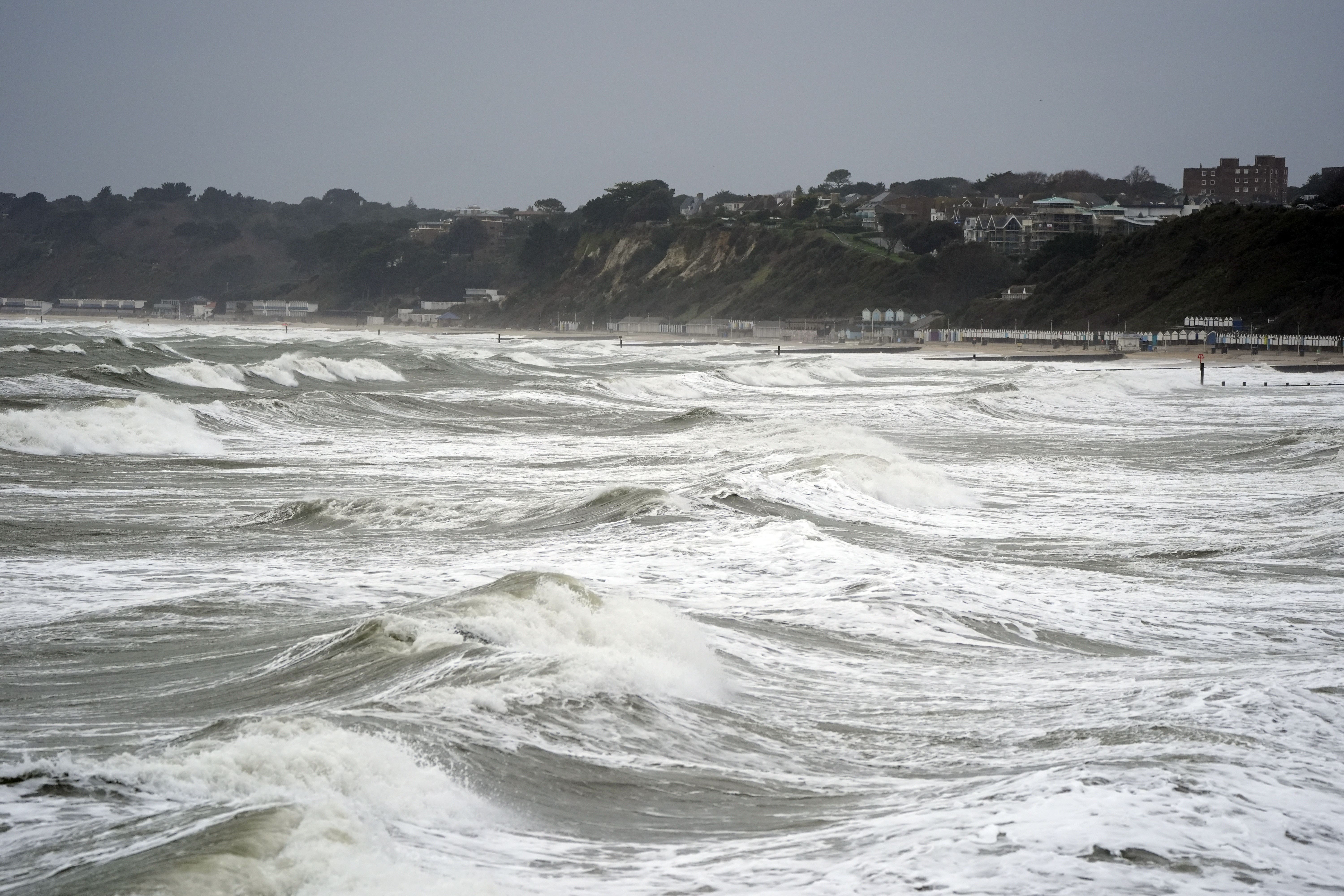 Rough seas at Bournemouth in December 2025 as the average flood payout to homeowners reached £30,000 last year, the Association of British Insurers said (Andrew Matthews/PA)