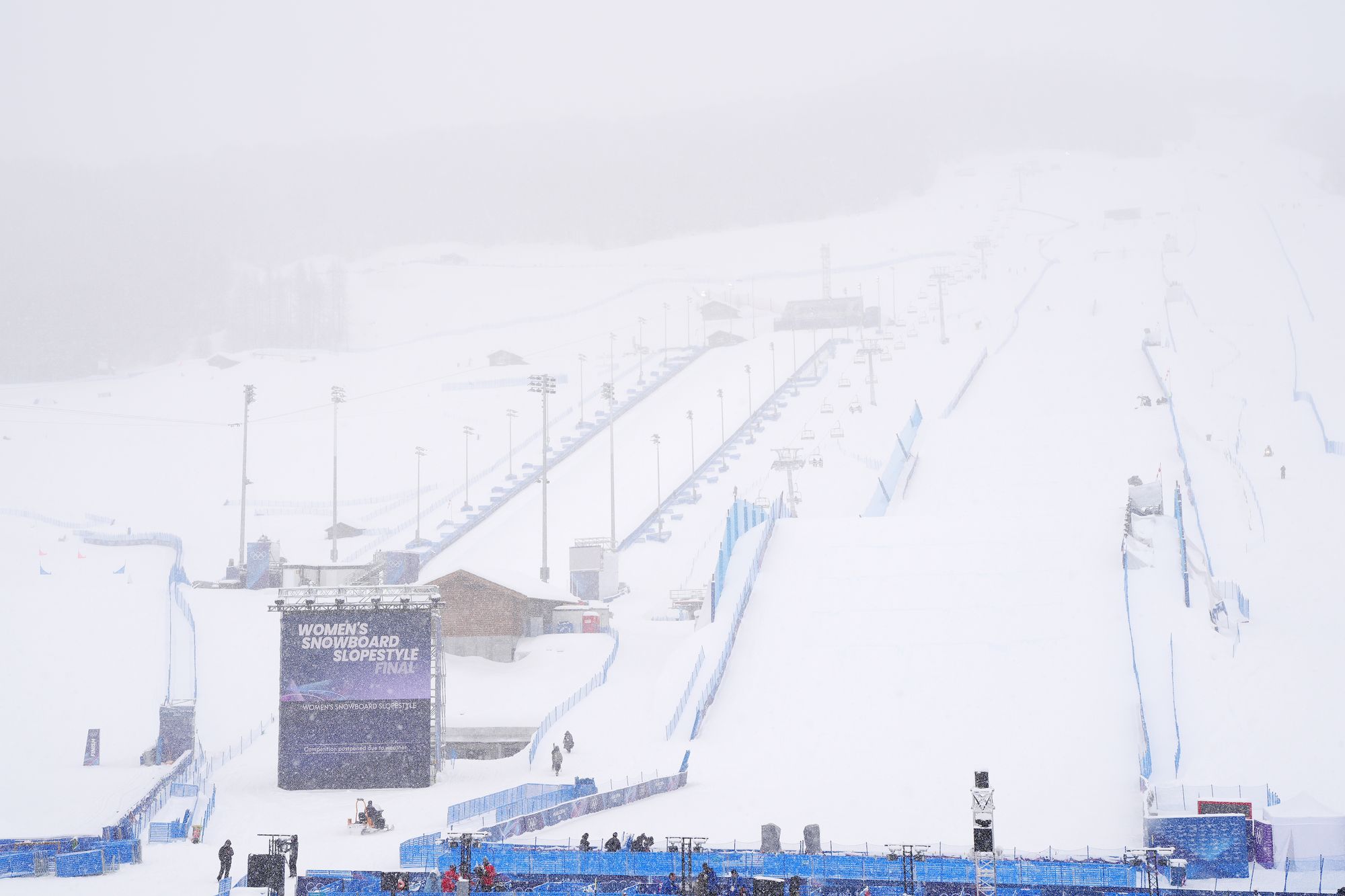 A snowstorm has hit the Winter Olympics