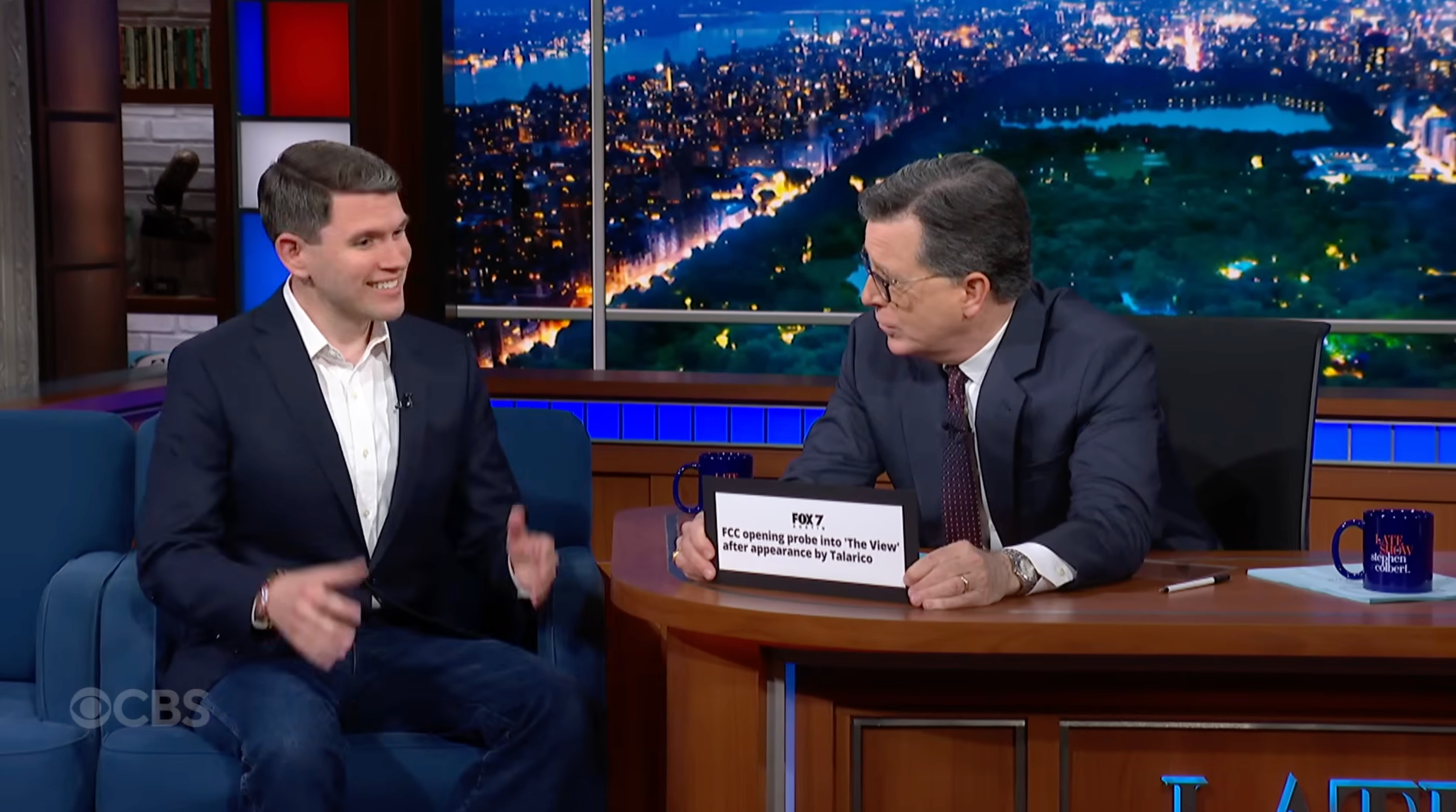 <p>Stephen Colbert said that CBS News banned him from broadcasting his interview with Texas State Representative James Talarico</p>