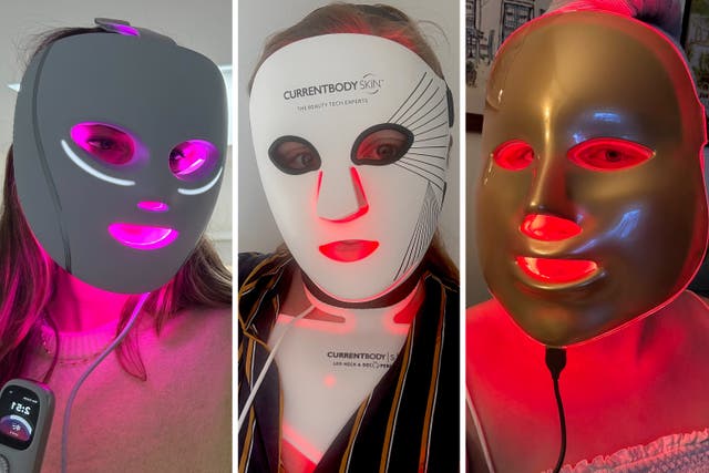 <p>Masks were tested with a variety of light frequencies, including red, blue, green and purple</p>