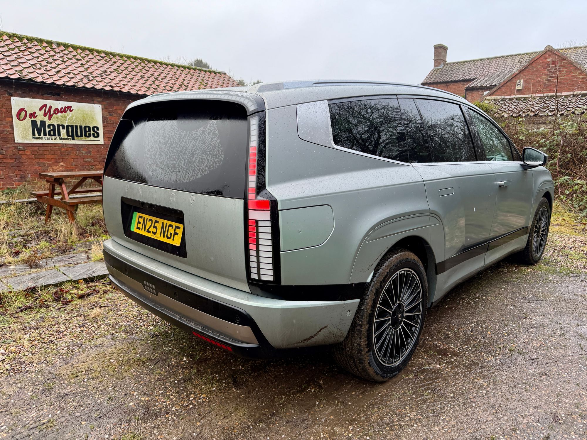 Dirty on the outside, warm and comfy on the inside, the Hyundai Ioniq 9 is the perfect long-distance winter driving companion