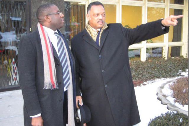 <p>David Lammy and Jesse Jackson spent ‘precious time’ in Chicago and London over the years</p>