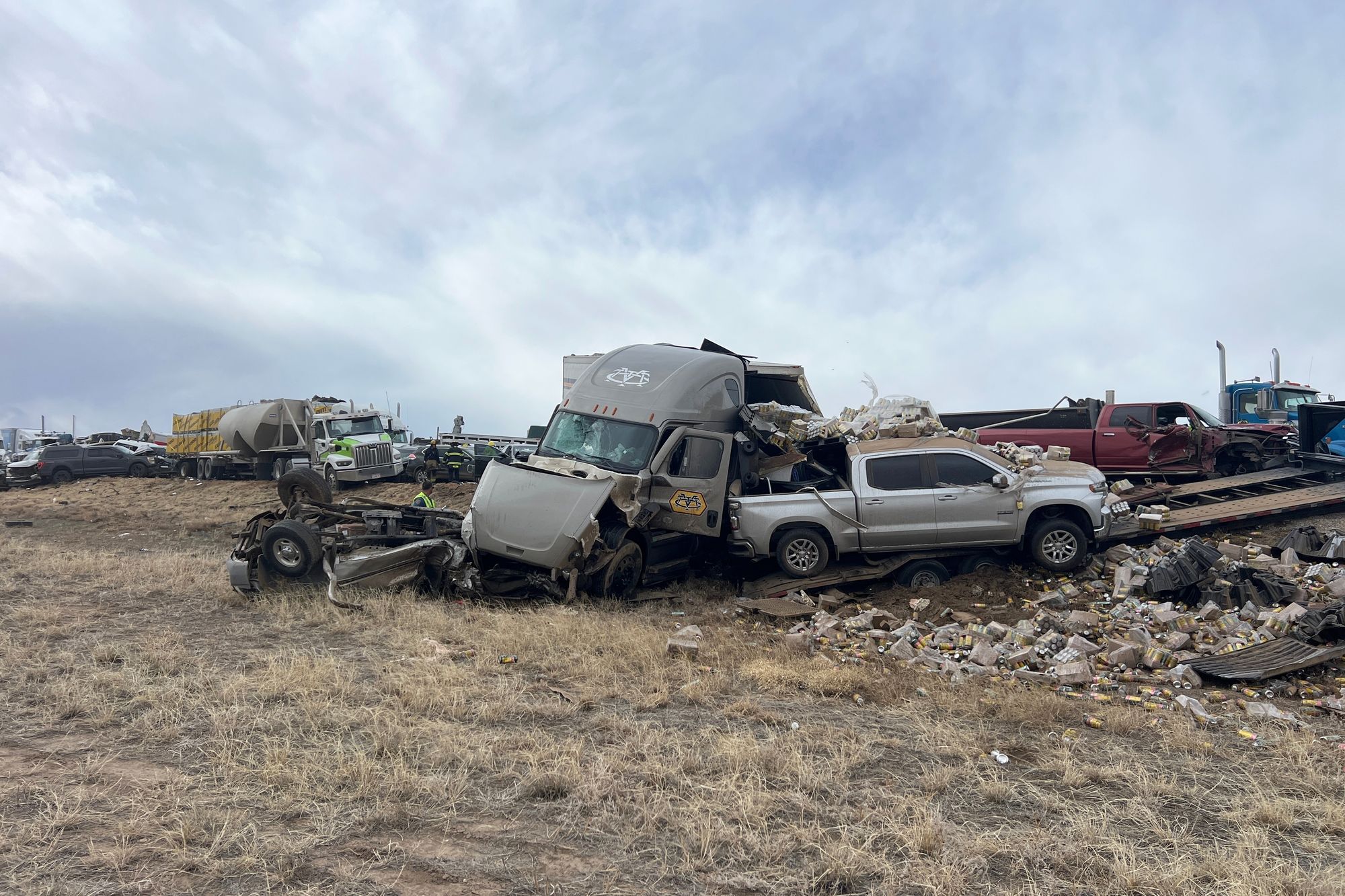 <p>Colorado State Patrol reported that heavy winds had kicked up dirt, leading to ‘low to no visibility’ for motorists</p>