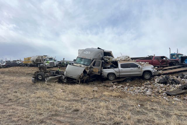 <p>Colorado State Patrol reported that heavy winds had kicked up dirt, leading to ‘low to no visibility’ for motorists</p>