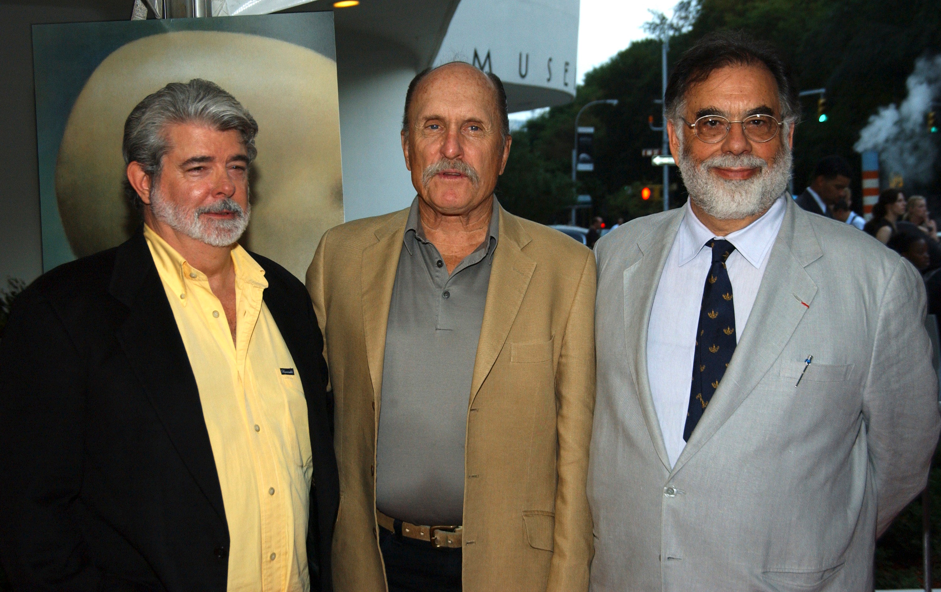 George Lucas, Robert Duvall, and Francis Ford Coppola at the premiere of 'THX 1138' in September 2004 at the Guggenheim Museum