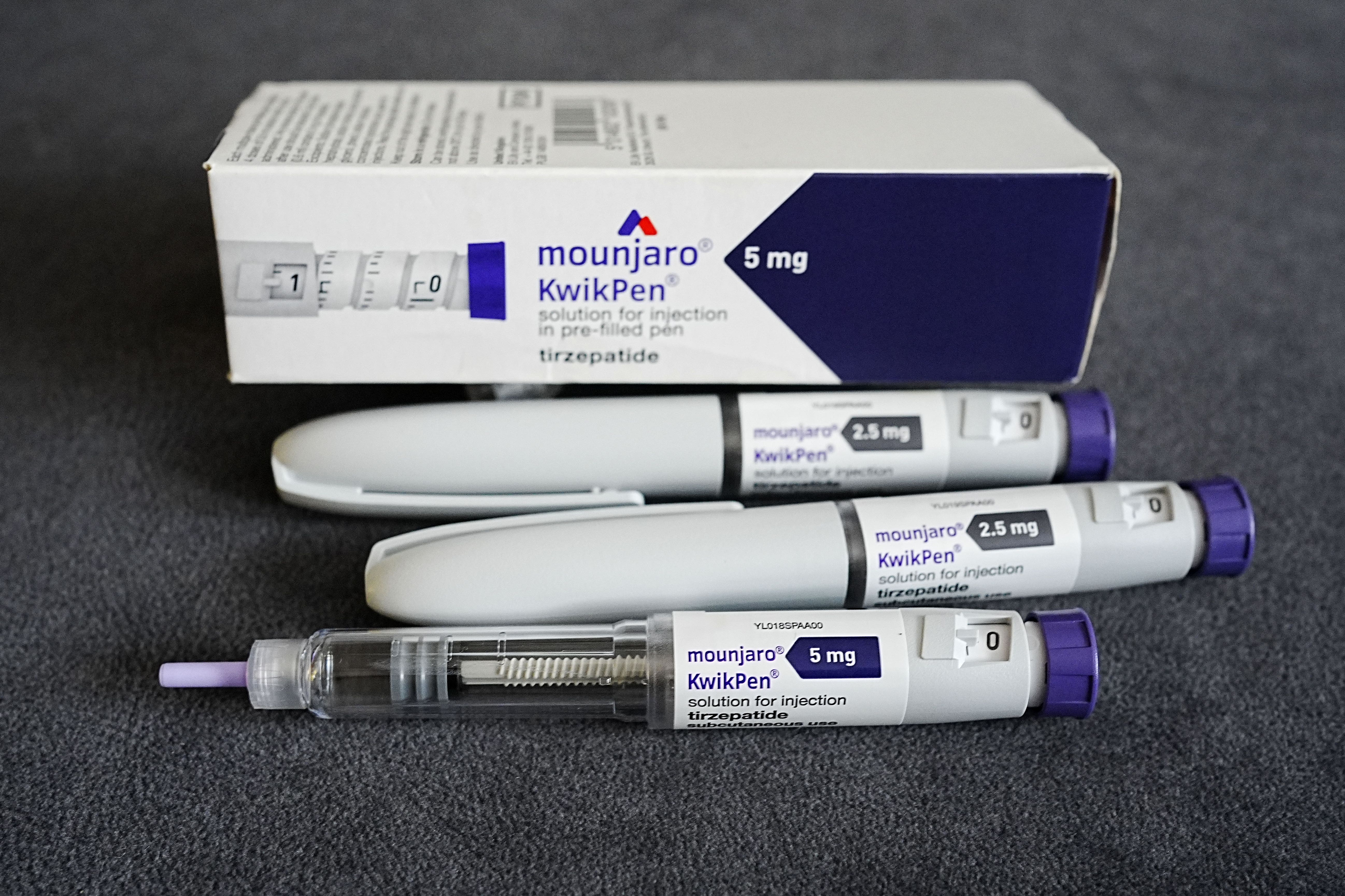 Legitimate versions of 5 mg Mounjaro KwikPen injections.