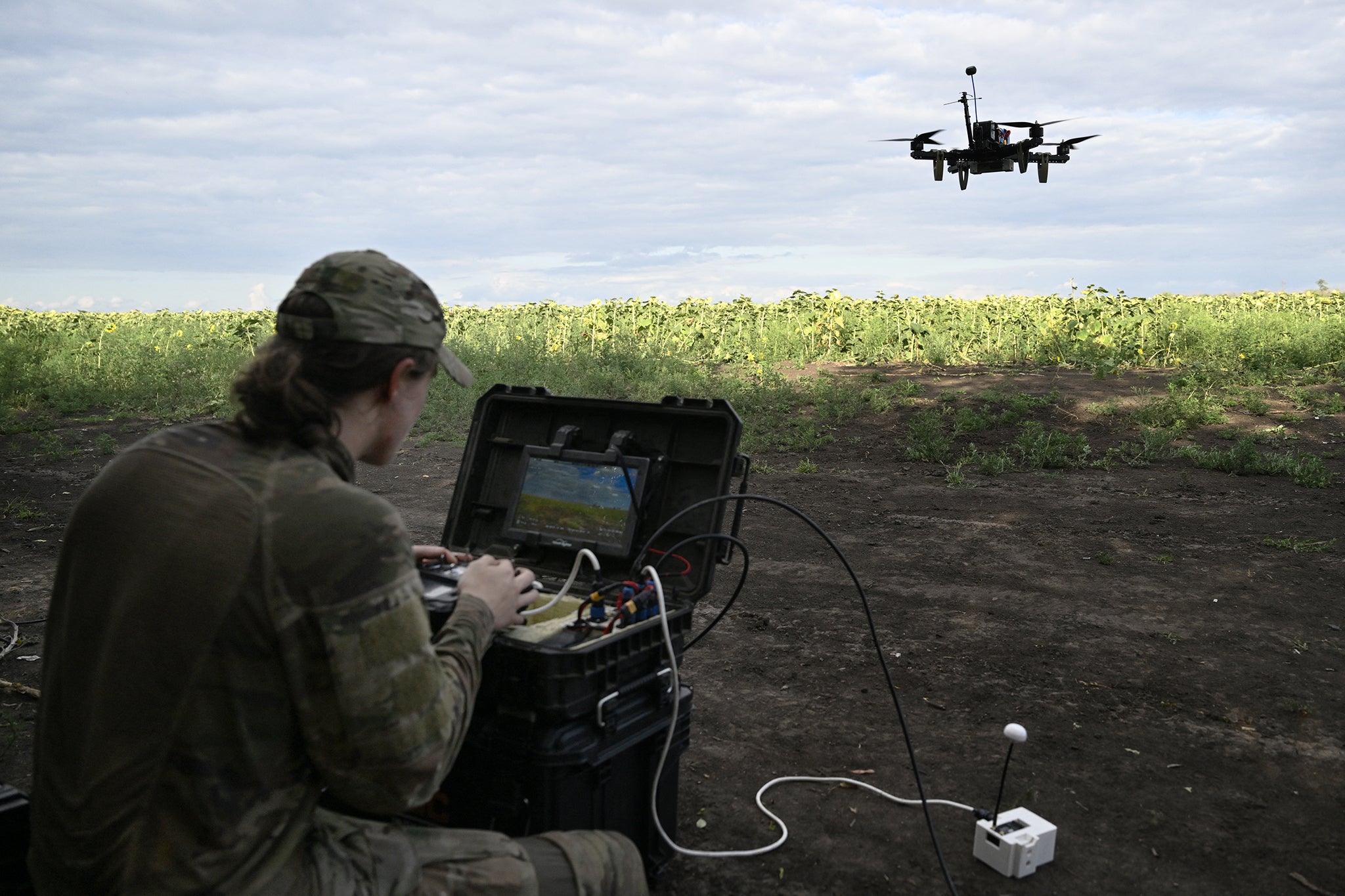 A drone pilot with callsign Rubik, 22, from the Reconnaissance Company 