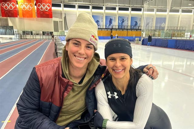 <p>Hilary Knight (left) and Brittany Bowe (right) have got engaged</p>