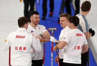 Hammy McMillan of Britain and Bobby Lammie of Britain react during the match against United States