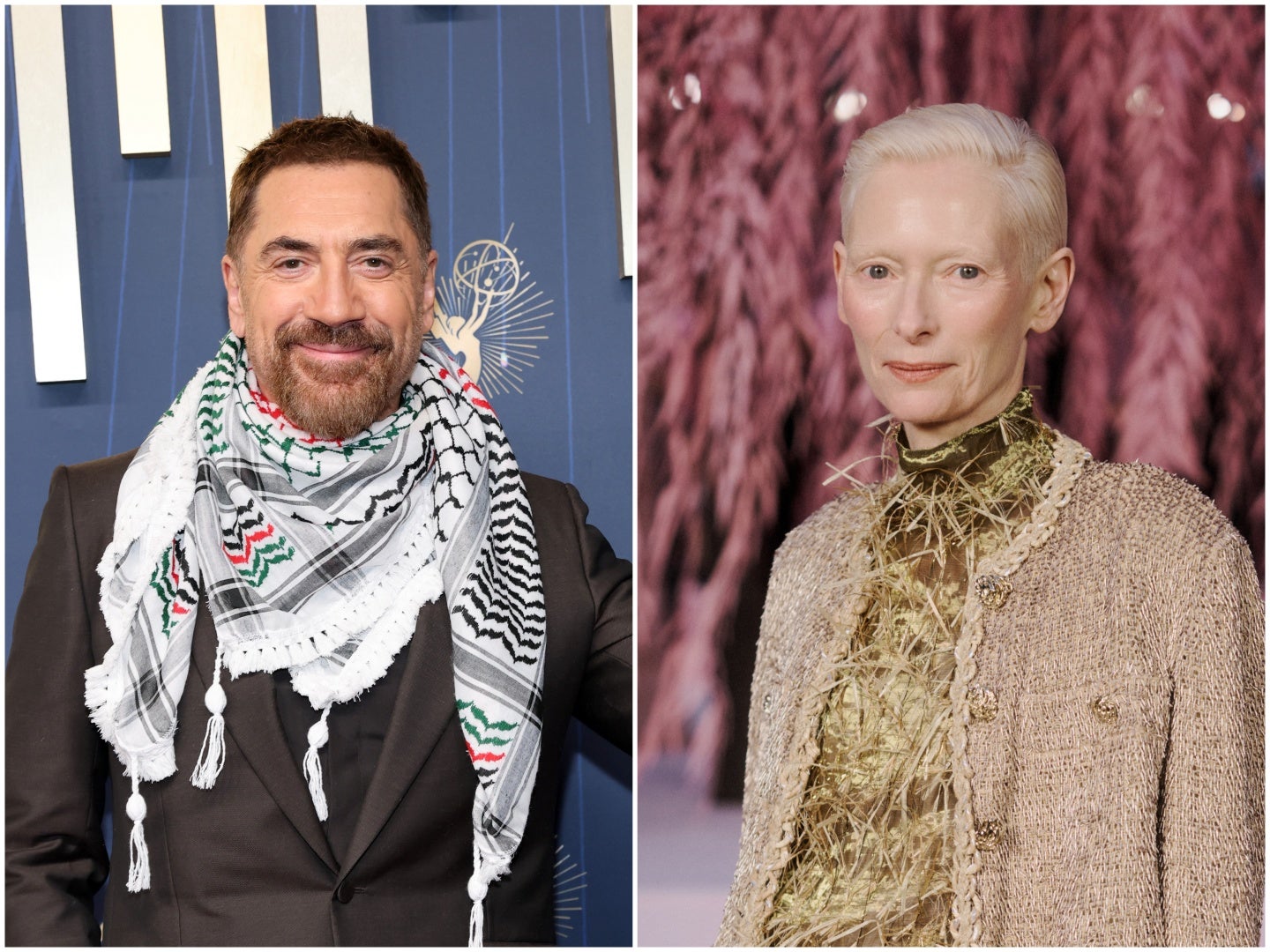 <p>Javier Bardem and Tilda Swinton</p>