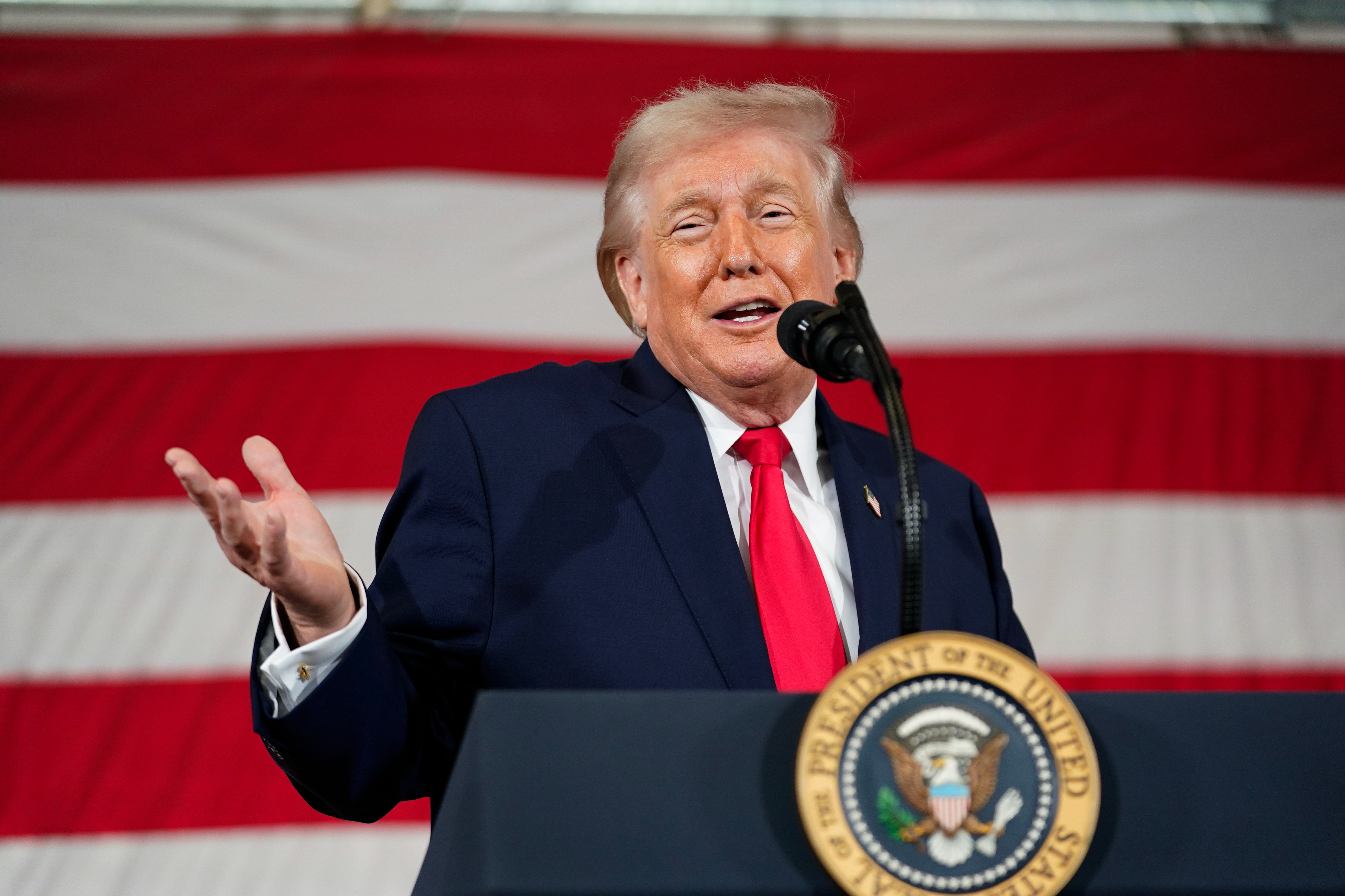 US president Donald Trump speaks during a visit to the Fort Bragg US Army base on 13 February 2026 in Fort Bragg, North Carolina. - Trump’s Board of Peace’ initiative has raised some concerns among European countries