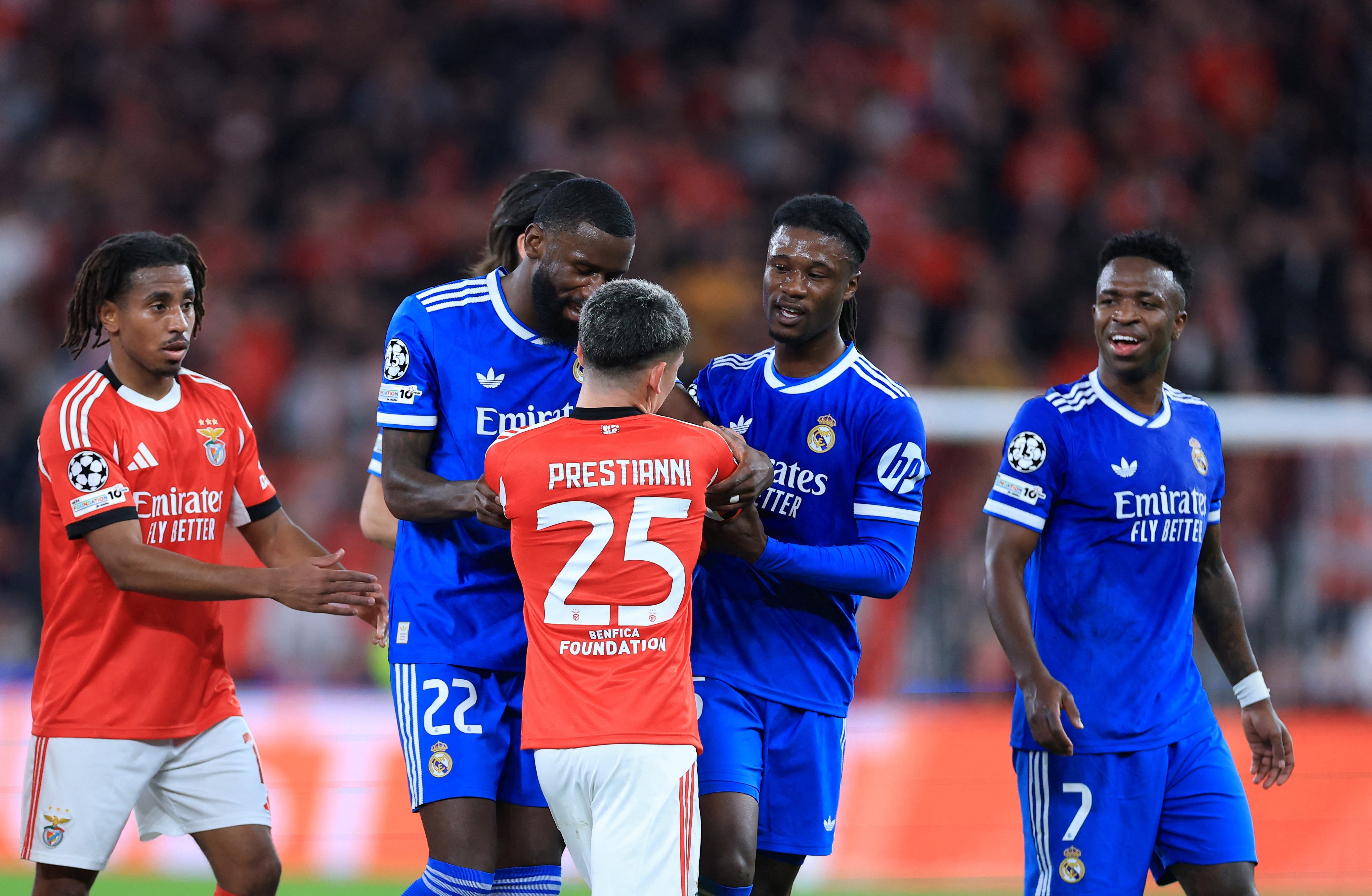 Vinicius Jr said Gianluca Prestianni made a racist comment towards him during the match, with the Benfica player claiming there was a misunderstanding