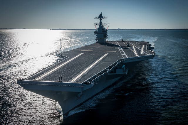 <p>The USS Gerald R Ford, the world’s largest warship, has been sent to the region</p>