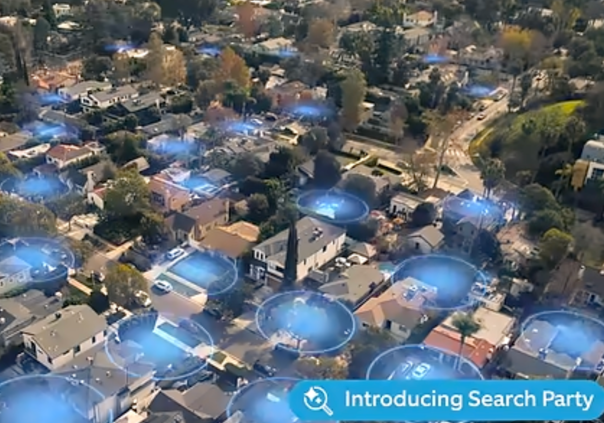 A Ring advert appeared to show a neighborhood filled with doorbell camera, all using Search Party