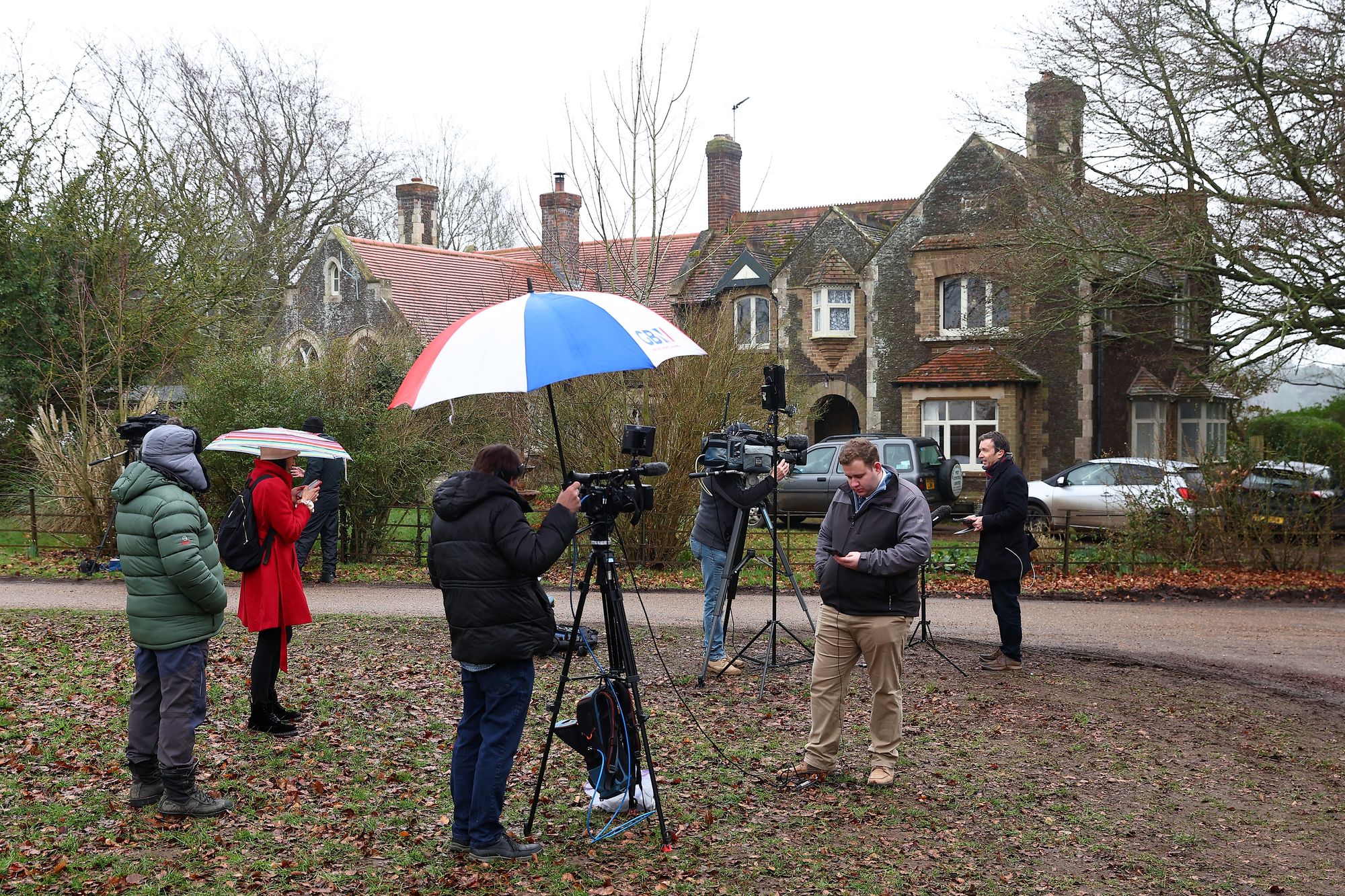 Journalists reporting from the Sandringham estate