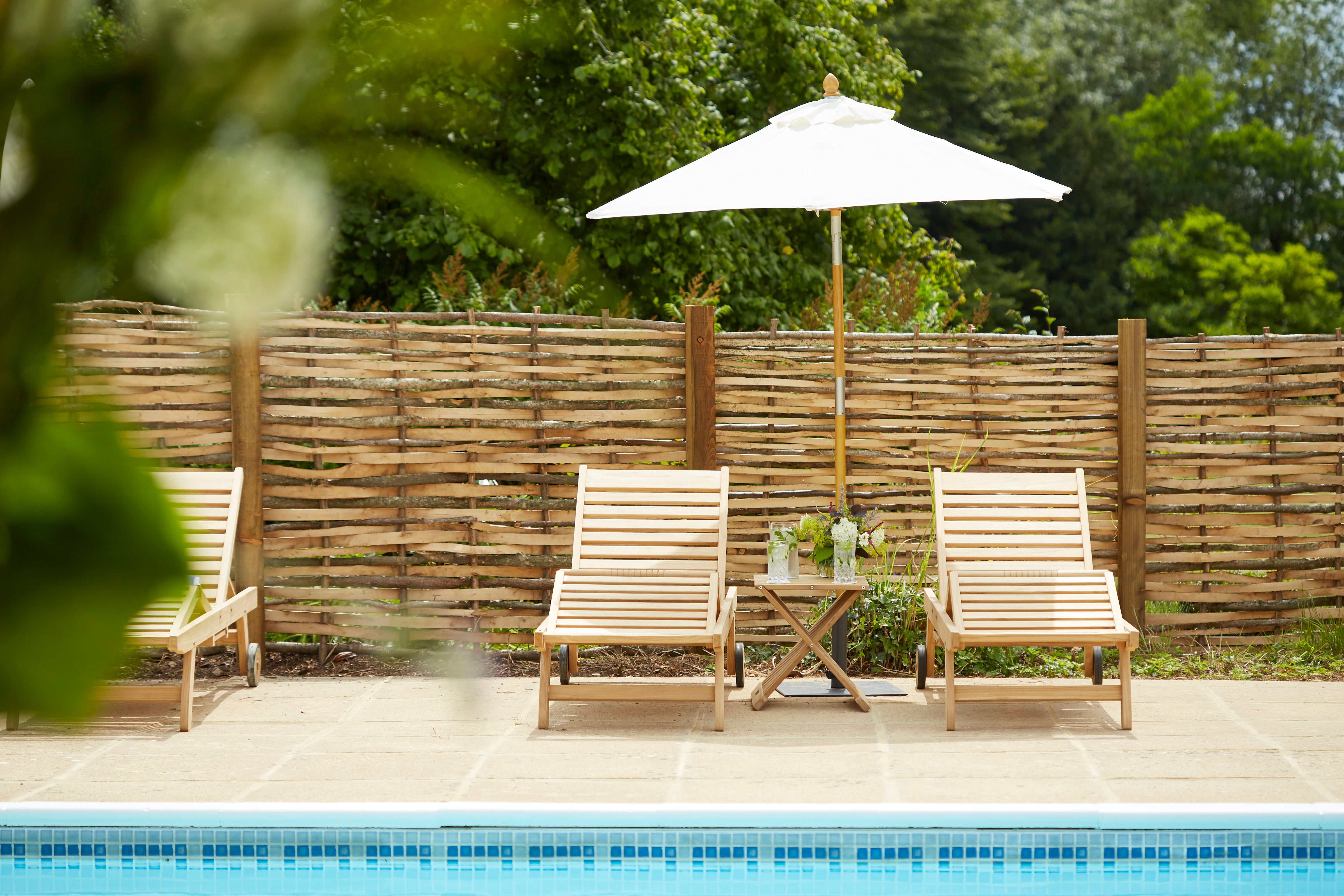 The heated pool is open during the summer