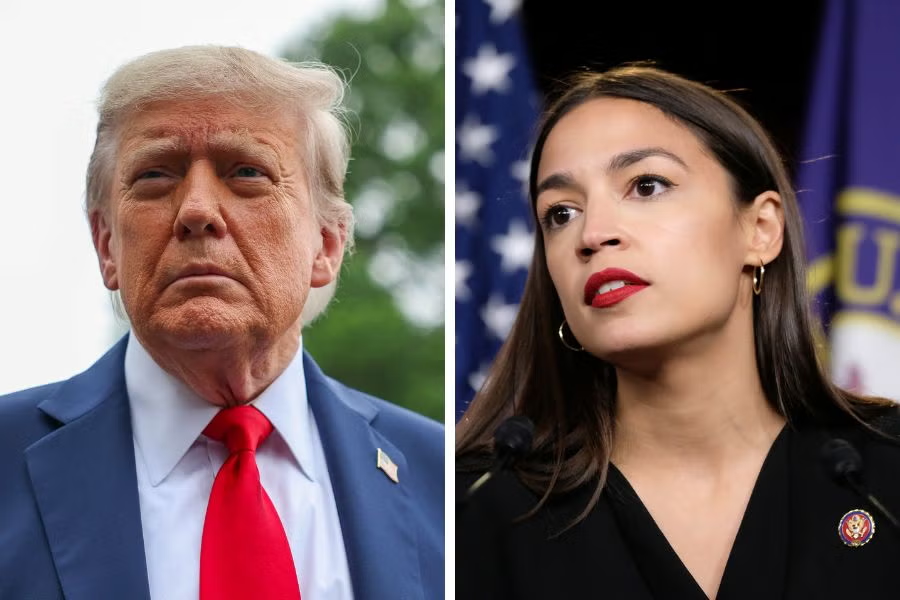 <p>Trump slammed AOC for a shaky answer during remarks at the Munich Security Conference</p>