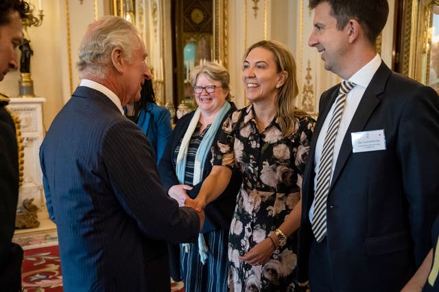 <p>King Charles III greets the Permanent Secretary of the Ministry of Justice, Antonia Romeo at Buckingham Palace in London</p>