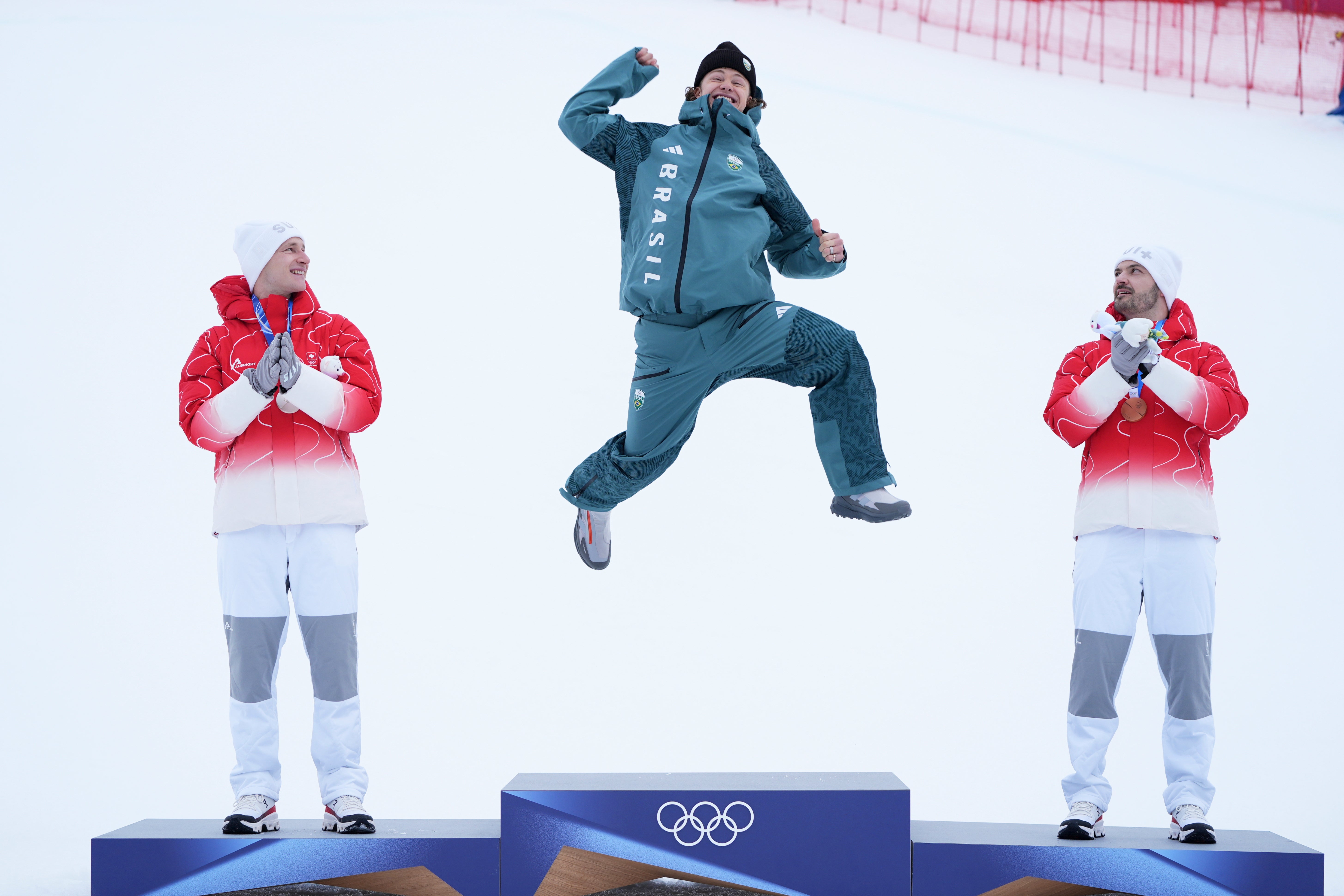 <p>Brazil's Lucas Pinheiro Braathen was delighted to become the first South American to win a Winter Olympic medal</p>