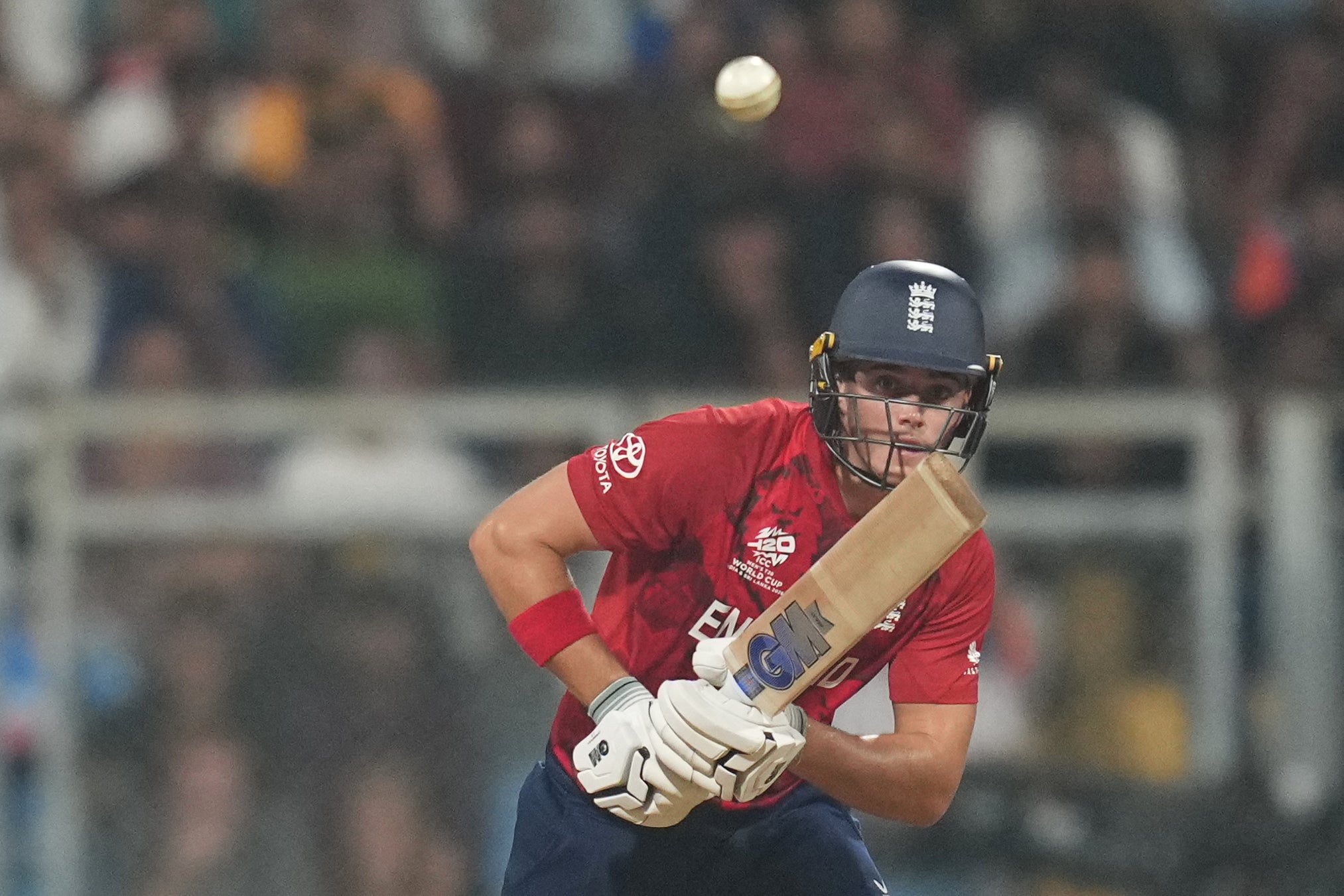 Jacob Bethell has amassed 143 runs at an average of 35.75 at the T20 World Cup (Rafiq Maqbool/AP)