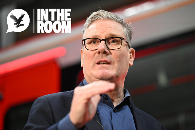 <p>Starmer with In The Room logo (Matthew Horwood/PA)</p>