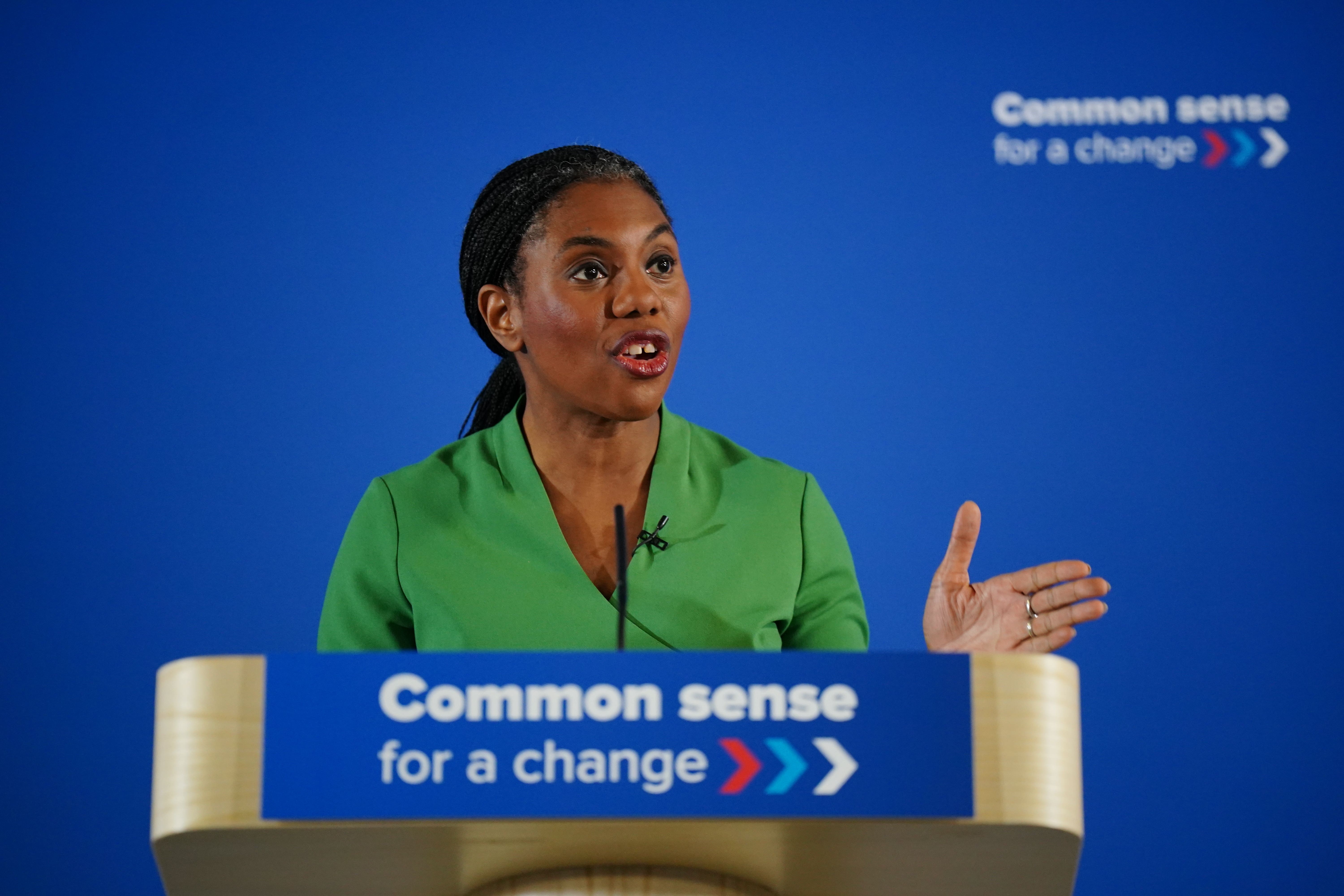 Conservative leader Kemi Badenoch spoke at the Scottish Tory conference in Edinburgh on Friday (Jane Barlow/PA)