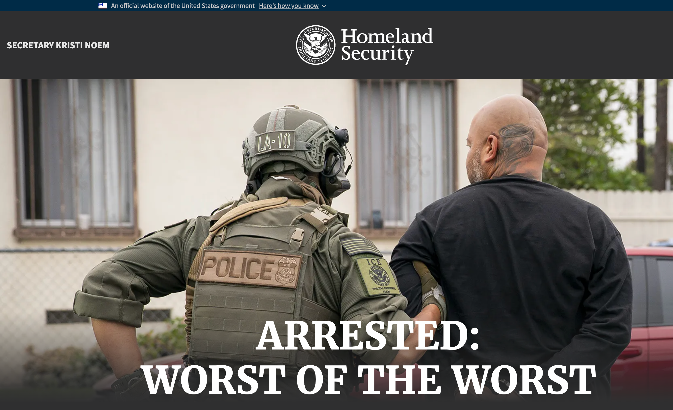 The Department of Homeland Security's 'Worst of the Worst' website, naming and shaming what it alleges are the most dangerous undocumented migrants it has arrested