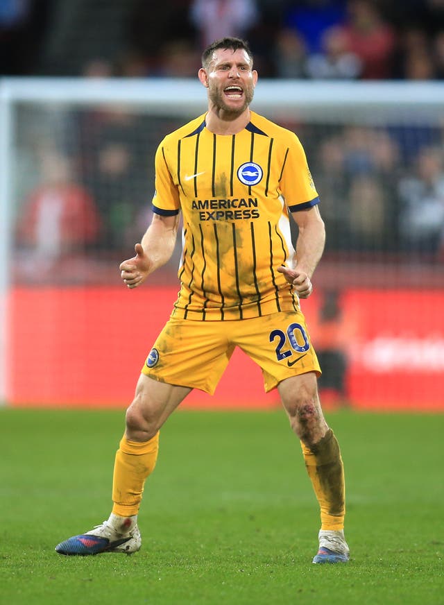 <p>James Milner broke the Premier League appearance record against Brentford</p>