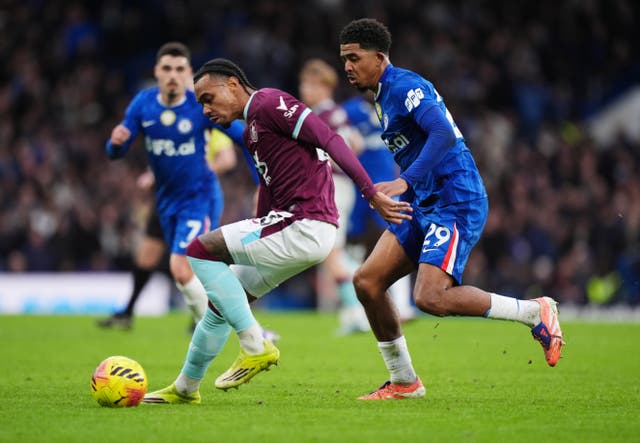<p>Chelsea’s Wesley Fofana (right) was targeted after the 1-1 draw against Burnley</p>