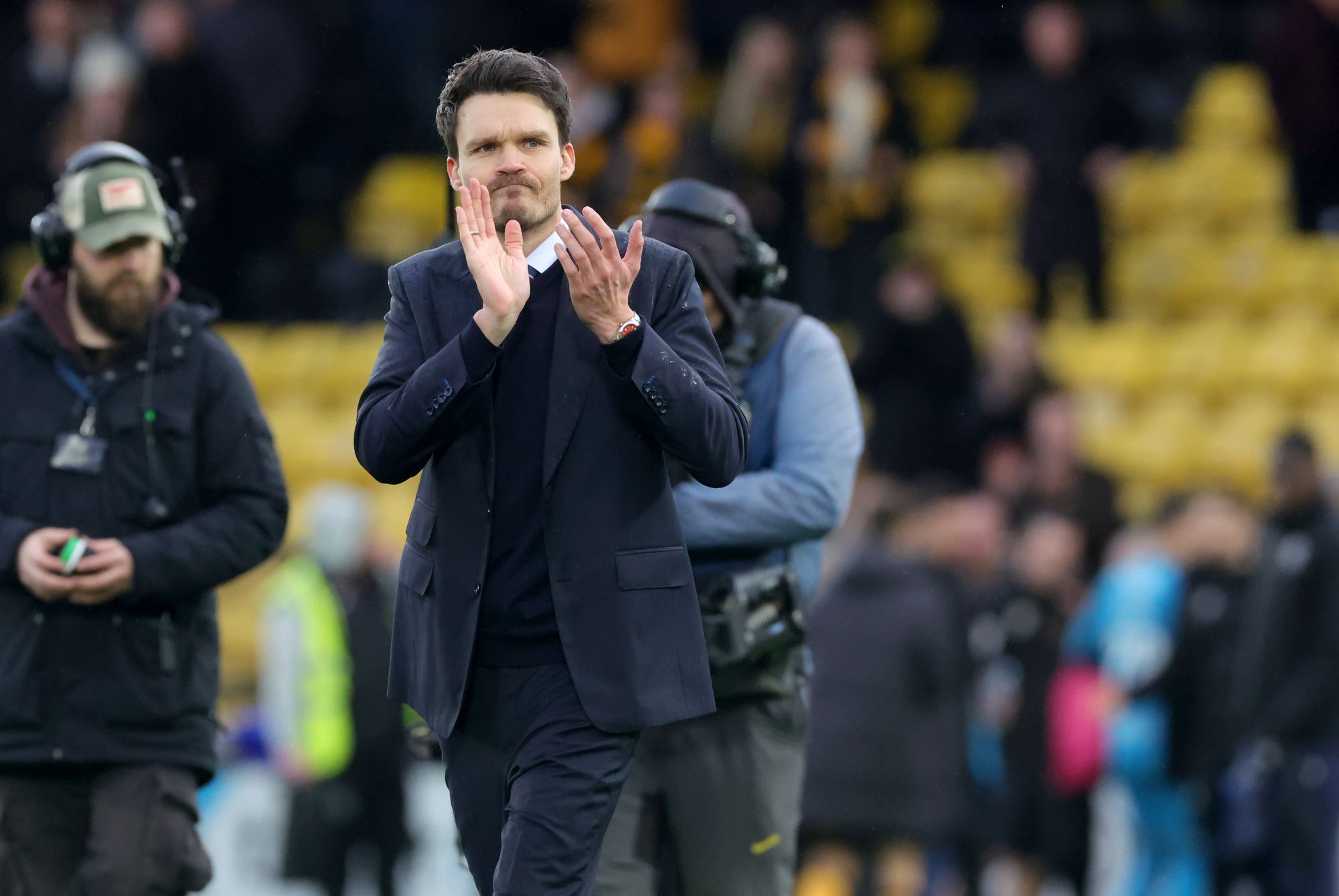 Rangers manager Danny Rohl applauds the fans
