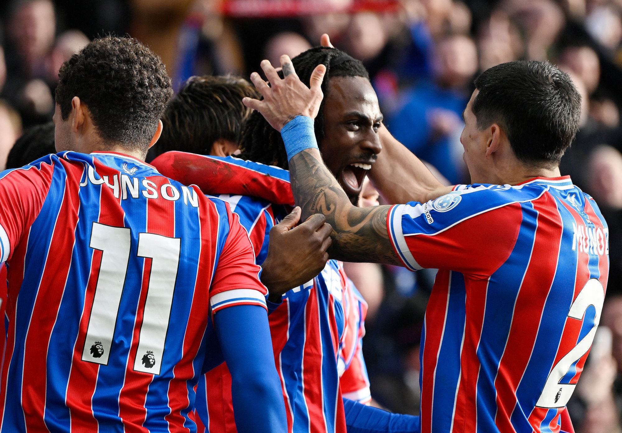 Crystal Palace's Evann Guessand celebrates