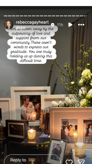 Rebecca Gayheart shared her gratitude for her community's support on her Instagram Story following the death of her estranged husband